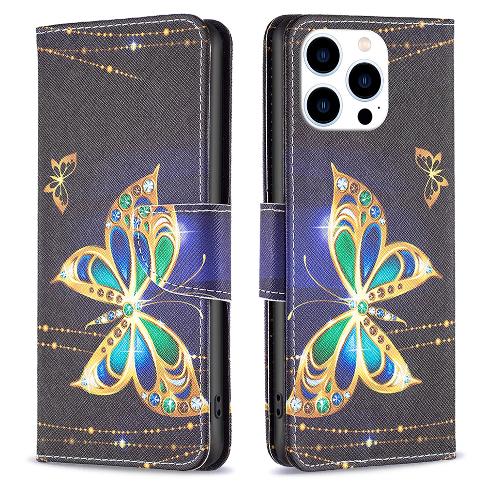 

Musterdruckleder-hülle Für Iphone 15 Pro Max, Stand Wallet Anti-drop-telefonabdeckung - Schmuck Schmetterling, iPhone 15 Pro Max