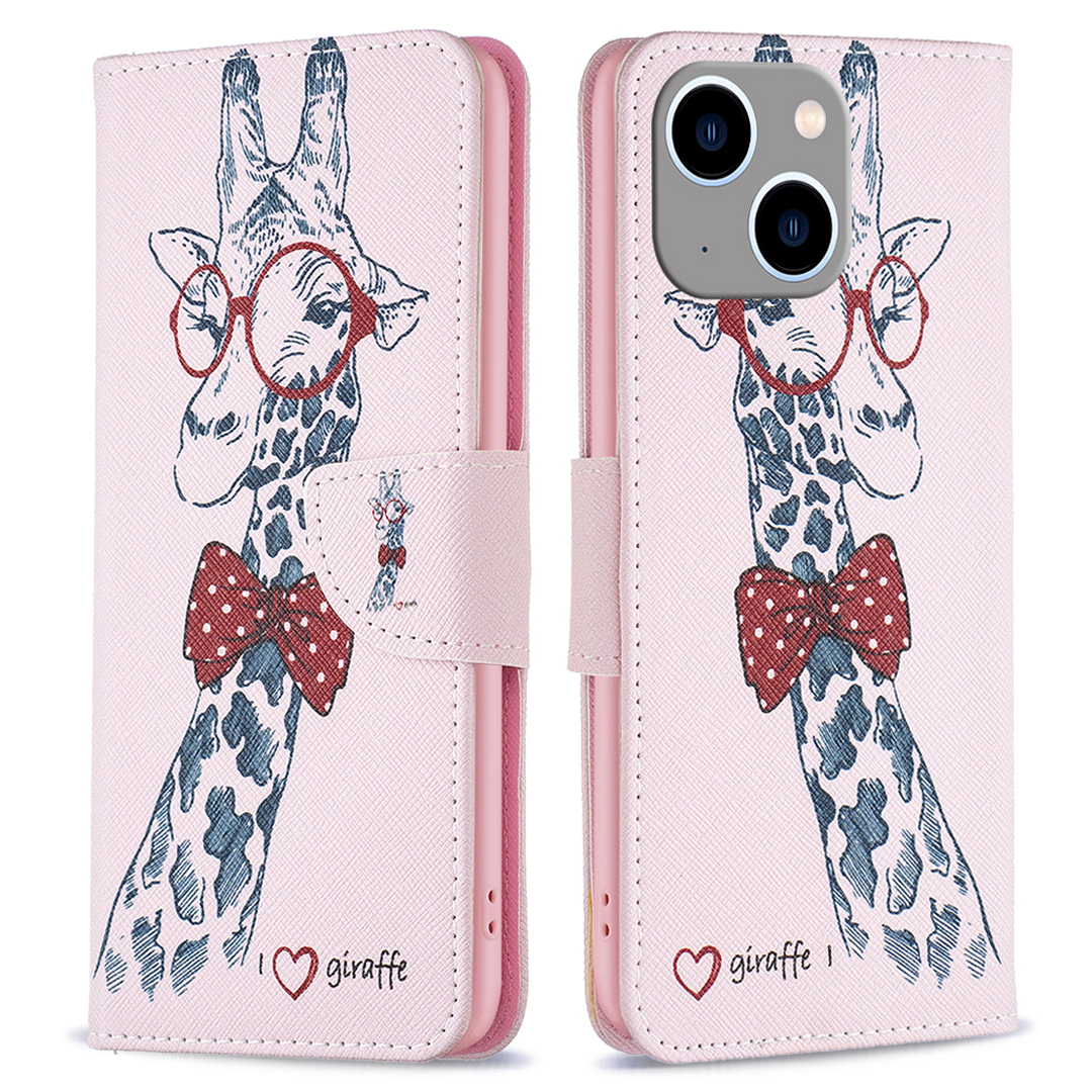 

Muster Druckphone Ledertasche Für Iphone 15 Plus, Stand Wallet Wallet Volle Schutzabdeckung - Giraffe, iPhone 15 Plus