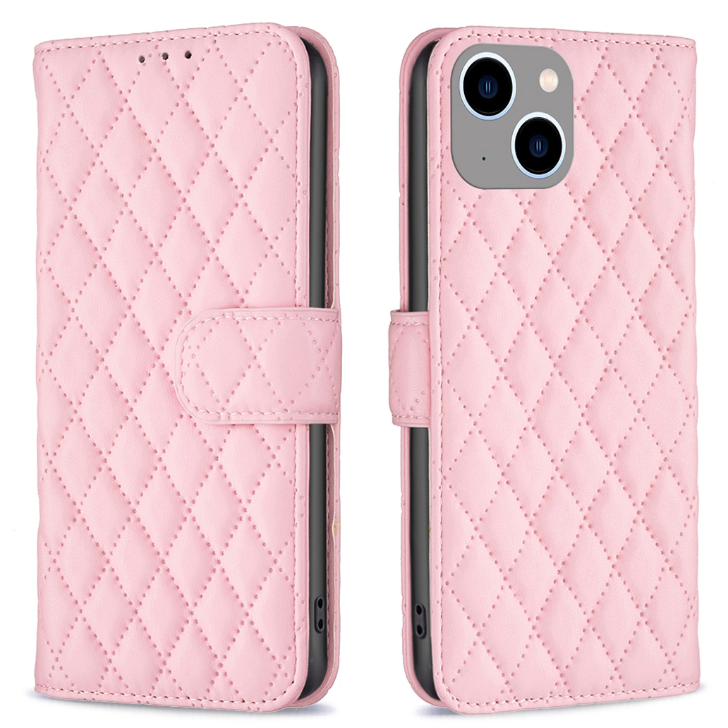 

Binfen Color BF Style-14 Für Iphone 15 Plus Telefon Brieftaschenschale Geprinktes Ständer Lederfall Smartphone-abdeckung - Rosa, iPhone 15 Plus