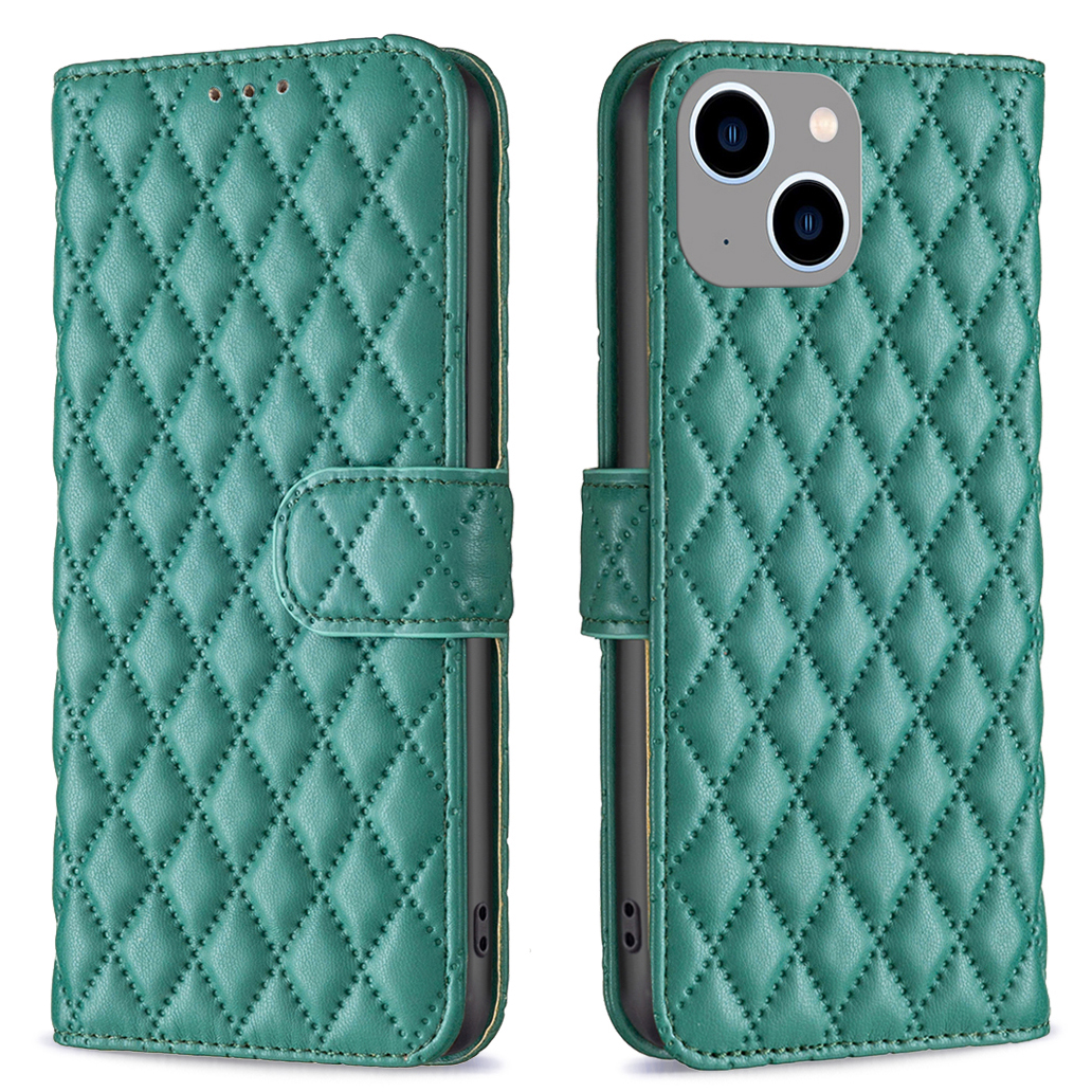

Binfen Color BF Style-14 Für Iphone 15 Plus Telefon Brieftaschenschale Geprinktes Ständer Lederfall Smartphone-abdeckung - Grün, iPhone 15 Plus