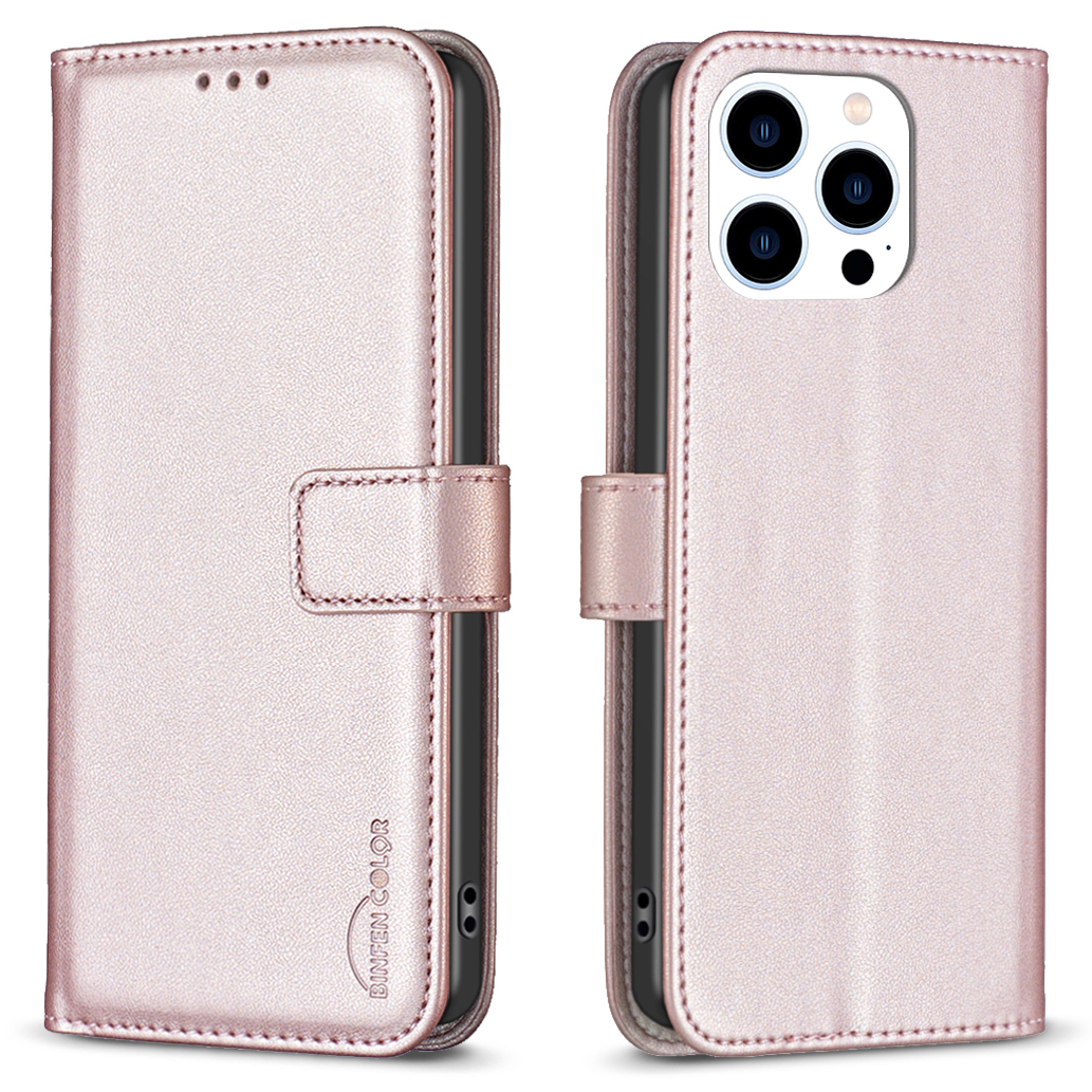 

Binfen Color BF17 Für Iphone 15 Pro-stand-design-telefonabdeckung Ultra-licht-brieftasche TPU+PU Leder Telefonhülle - Roségold, iPhone 15 Pro