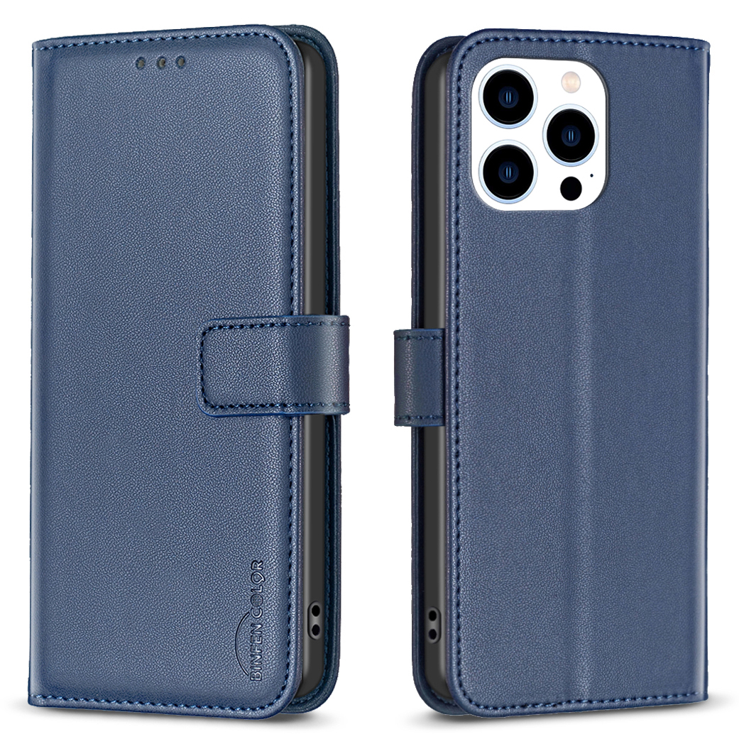 

Binfen Color BF17 Für Iphone 15 Pro-stand-design-telefonabdeckung Ultra-licht-brieftasche TPU+PU Leder Telefonhülle - Blau, iPhone 15 Pro