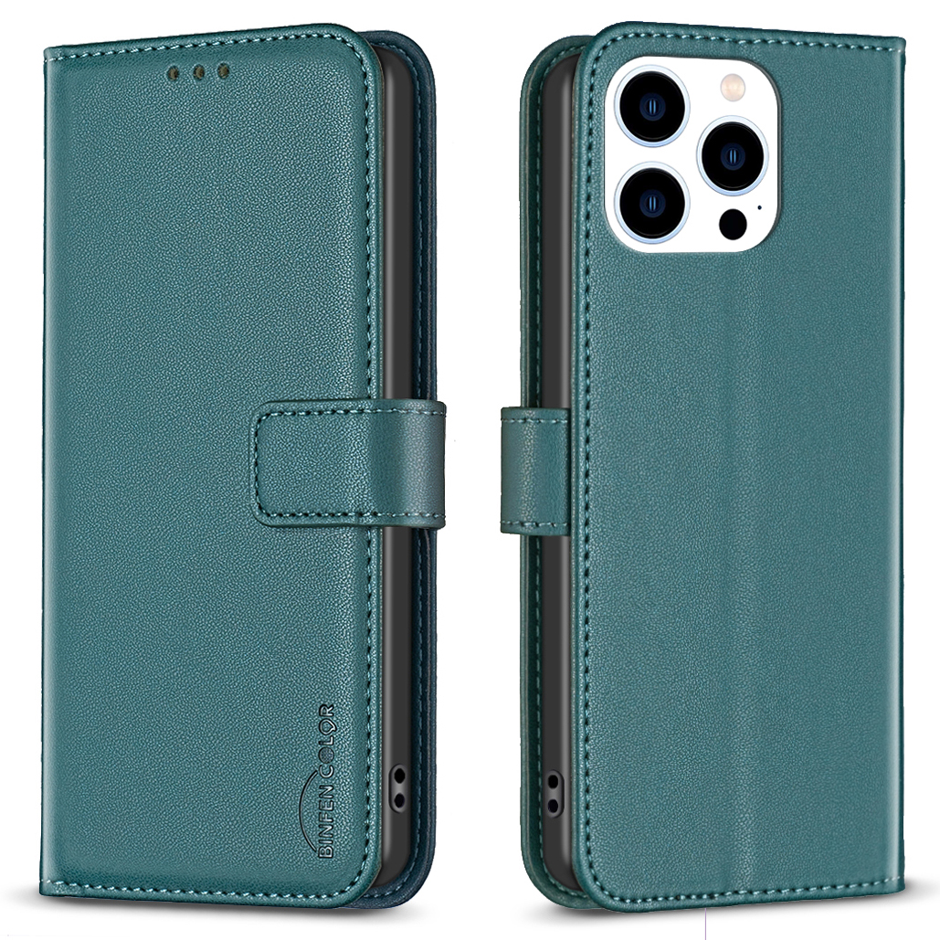 

Binfen Color BF17 Für Iphone 15 Pro-stand-design-telefonabdeckung Ultra-licht-brieftasche TPU+PU Leder Telefonhülle - Grün, iPhone 15 Pro
