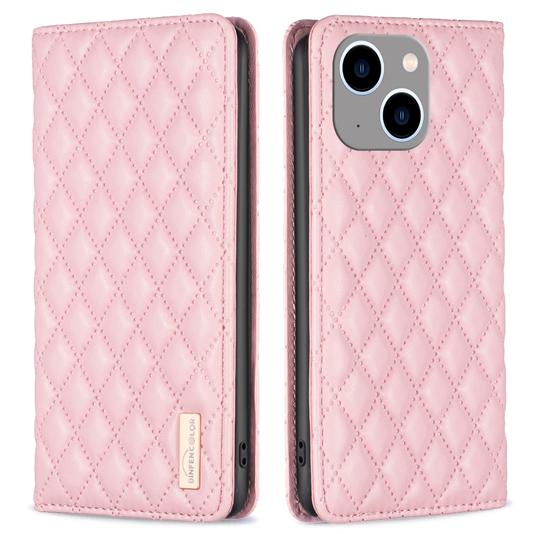 

Binfen Color BF Style-16 Für Iphone 15 Plus Kartenhalter Telefon Hülle Drop-proof PU Lederstand Shell - Rosa, iPhone 15 Plus