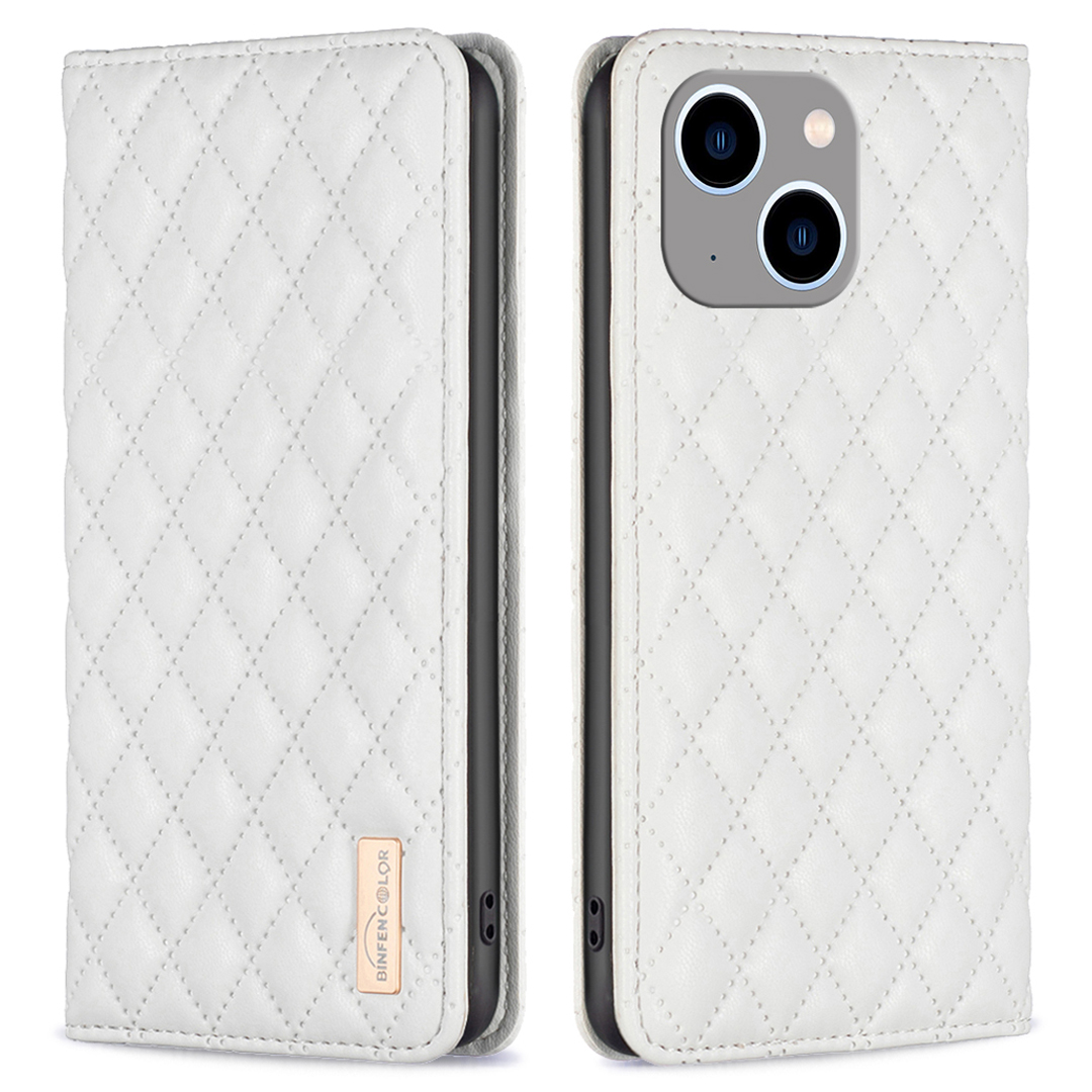 

Binfen Color BF Style-16 Für Iphone 15 Plus Kartenhalter Telefon Hülle Drop-proof PU Lederstand Shell - Weiss, iPhone 15 Plus