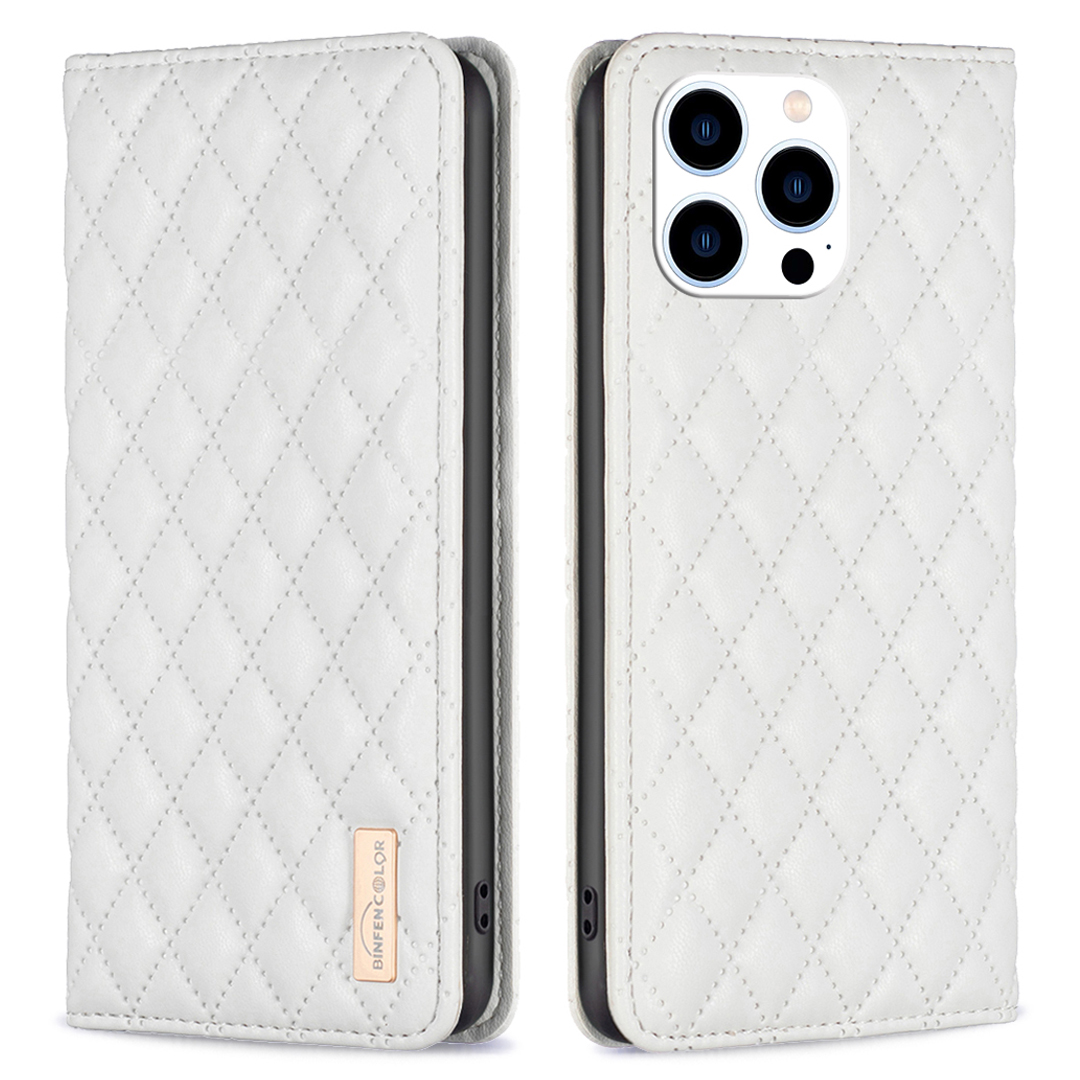 

Binfen Color BF Style-16 Für Iphone 15 Pro PU Leder Stand Hülle Anti-drop-kartenhalter Telefonabdeckung - Weiss, iPhone 15 Pro