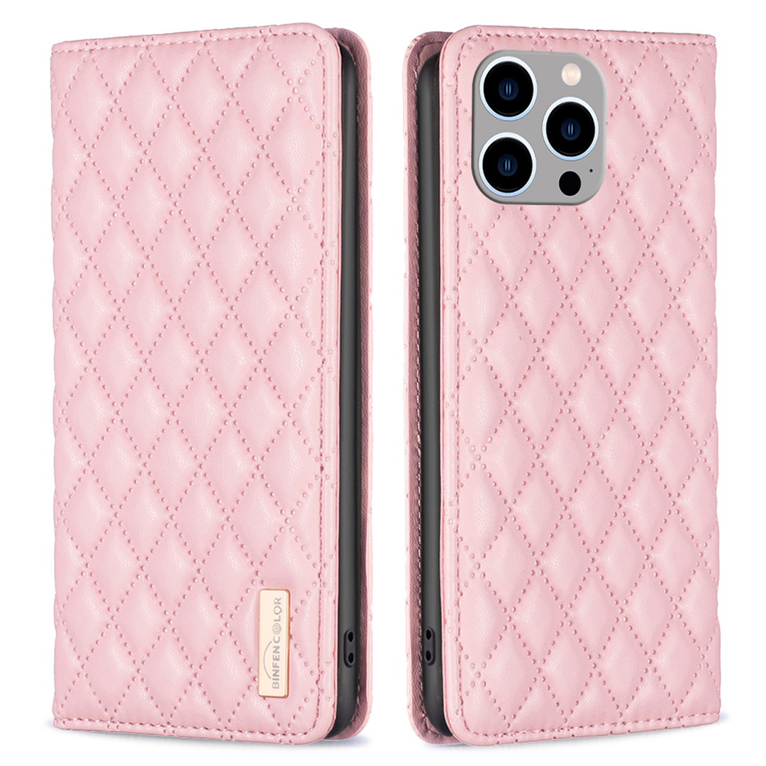 

Binfen Color BF Style-16 Für Iphone 15 Pro Max PU Leder Flip Ständer Cover-kartenhalter Telefon Hülle - Rosa, iPhone 15 Pro Max
