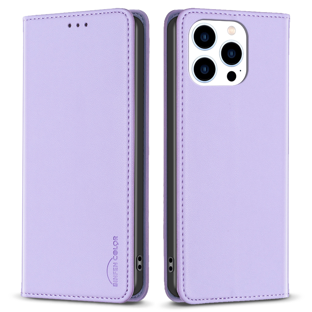 

Binfen Color BF18 Schutzhülle Für Iphone 15 Pro Lederständer Telefonabdeckung Mit Kartensteckplätzen - Lila, iPhone 15 Pro