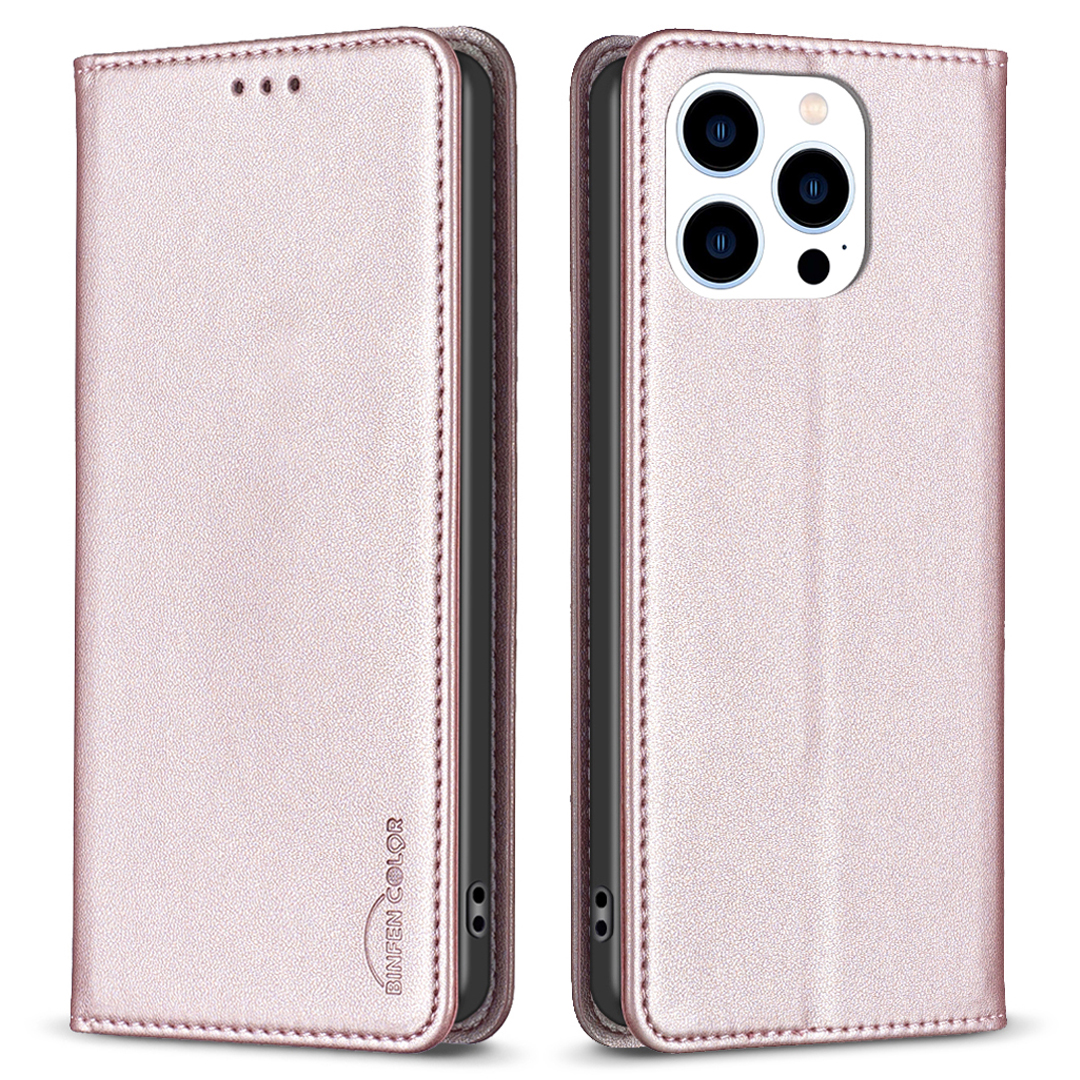 

Binfen Color BF18 Schutzhülle Für Iphone 15 Pro Lederständer Telefonabdeckung Mit Kartensteckplätzen - Roségold, iPhone 15 Pro