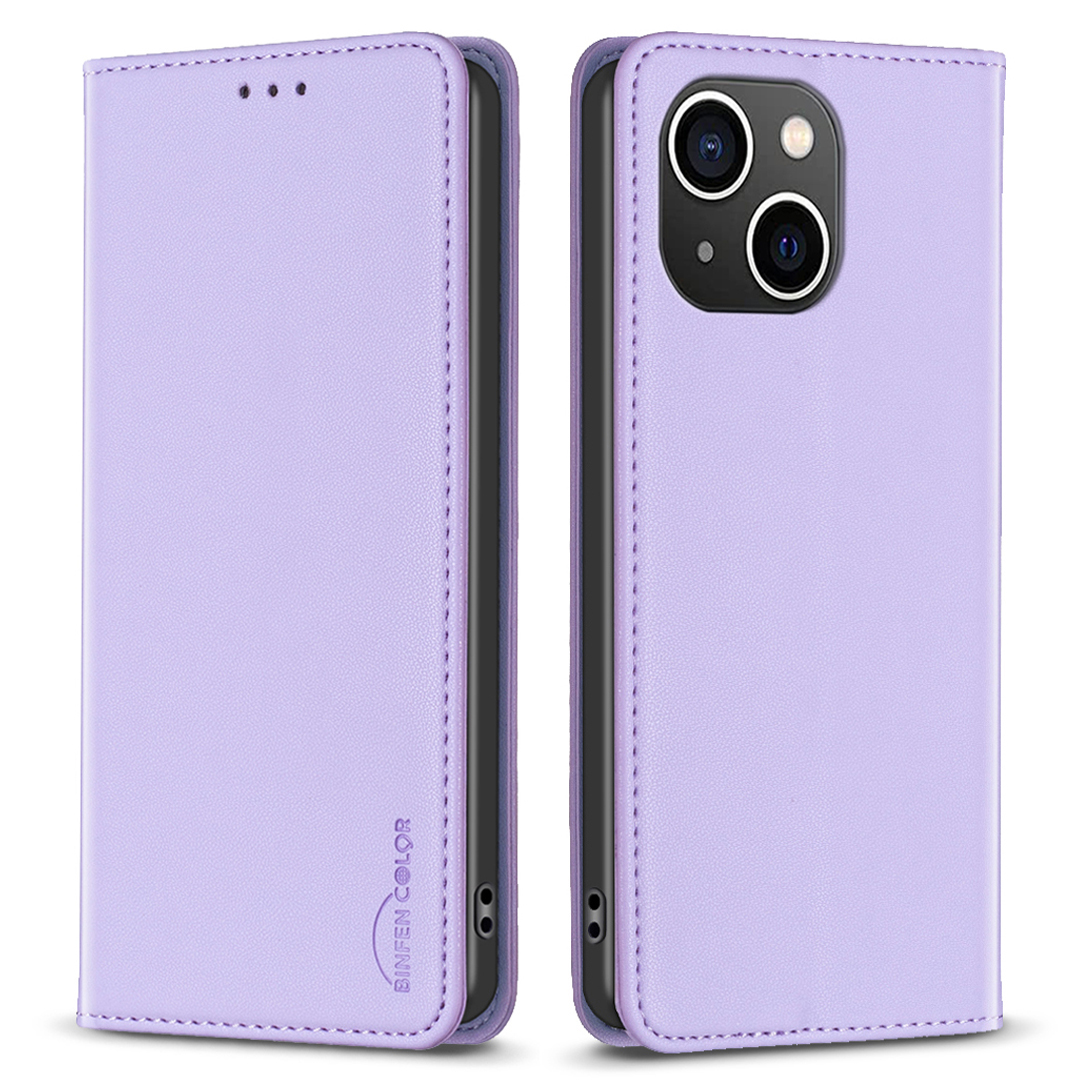 

Binfen Farbe BF18 PU -lederabdeckung Für Iphone 15 Plus -kartenhalter -telefonhülle Mit Ständer - Lila, iPhone 15 Plus