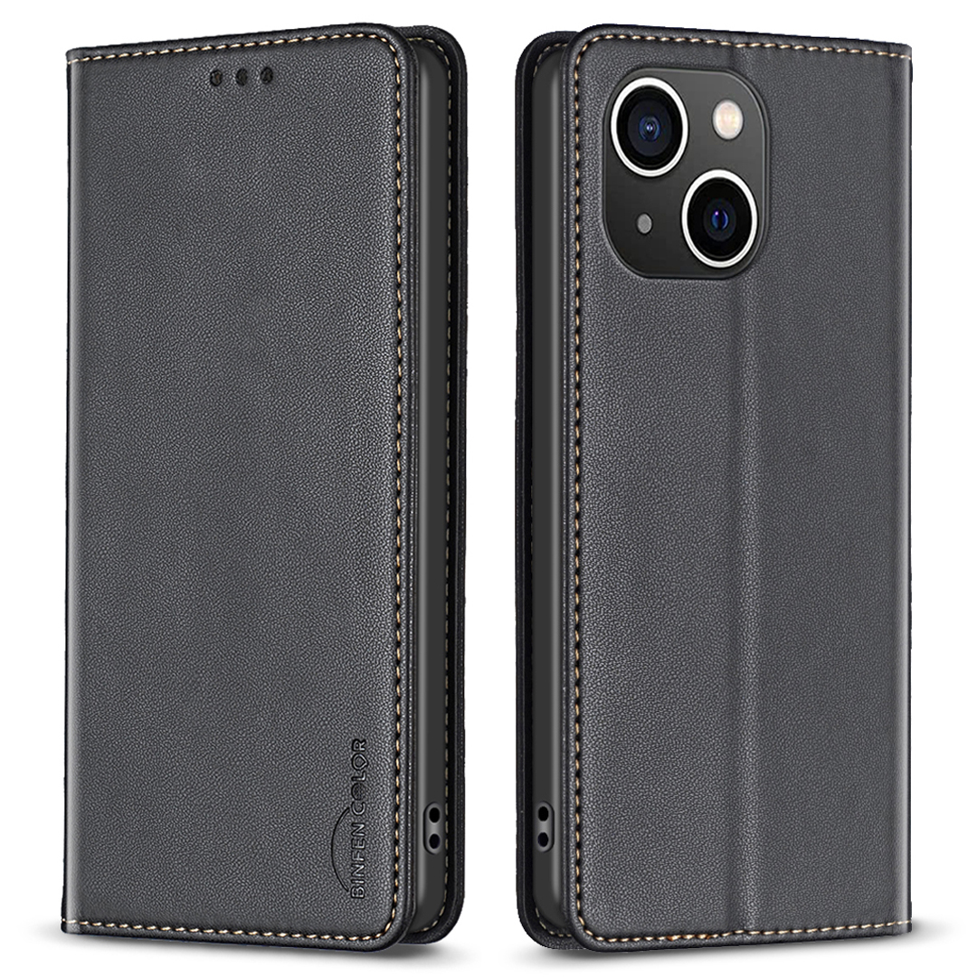 

Binfen Farbe BF18 PU -lederabdeckung Für Iphone 15 Plus -kartenhalter -telefonhülle Mit Ständer - Schwarz, iPhone 15 Plus
