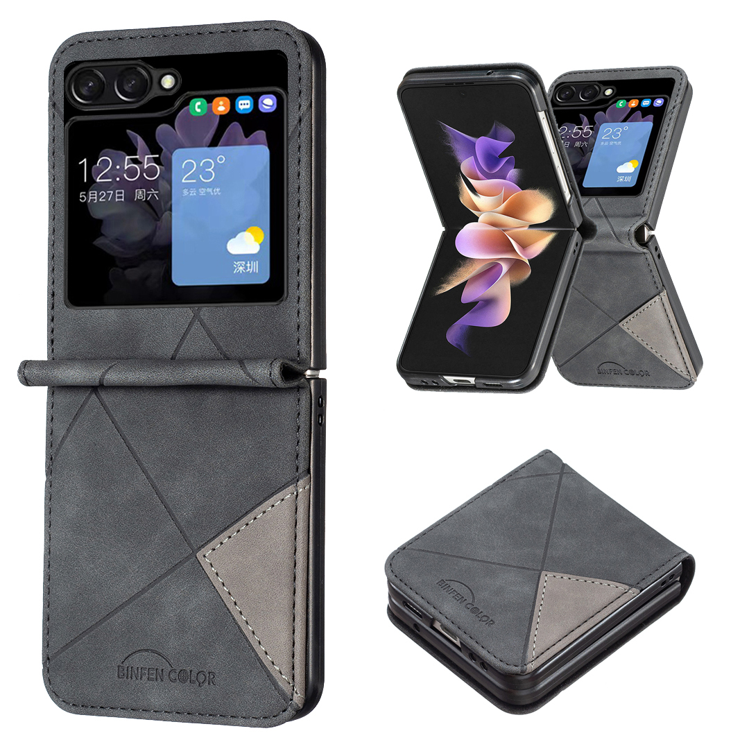 

Binfen -farbe Für Samsung Galaxy Z Flip5 5G Telefonhülle PU Leder+pc Imponierte Musterabdeckung - Schwarz, Galaxy Z Flip5 5G