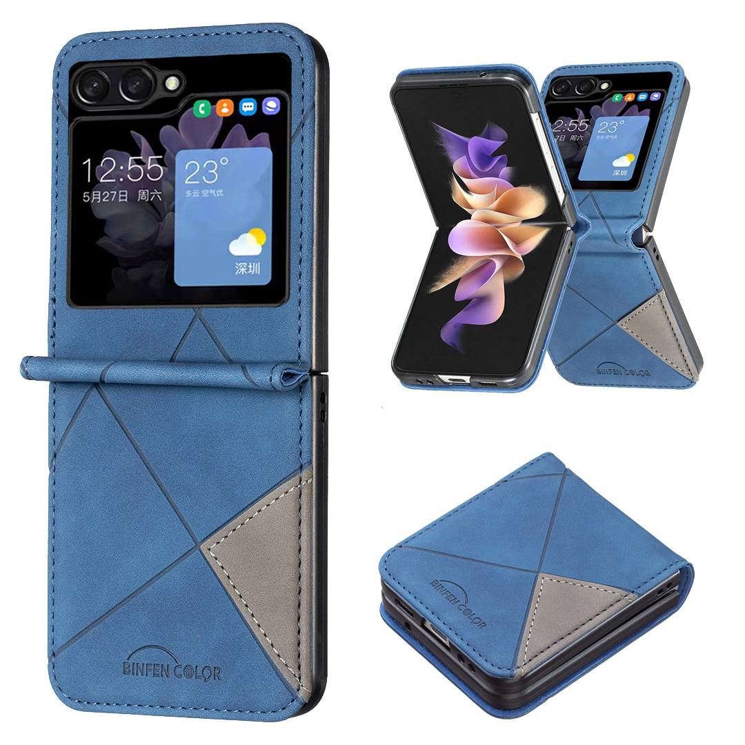 

Binfen -farbe Für Samsung Galaxy Z Flip5 5G Telefonhülle PU Leder+pc Imponierte Musterabdeckung - Blau, Galaxy Z Flip5 5G