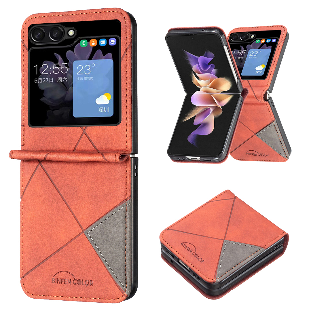 

Binfen -farbe Für Samsung Galaxy Z Flip5 5G Telefonhülle PU Leder+pc Imponierte Musterabdeckung - Braun, Galaxy Z Flip5 5G