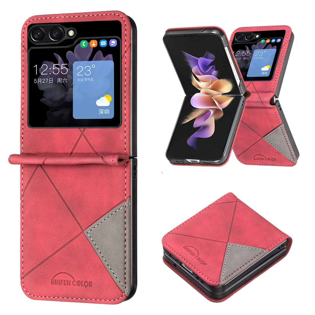 

Binfen -farbe Für Samsung Galaxy Z Flip5 5G Telefonhülle PU Leder+pc Imponierte Musterabdeckung - Rot, Galaxy Z Flip5 5G