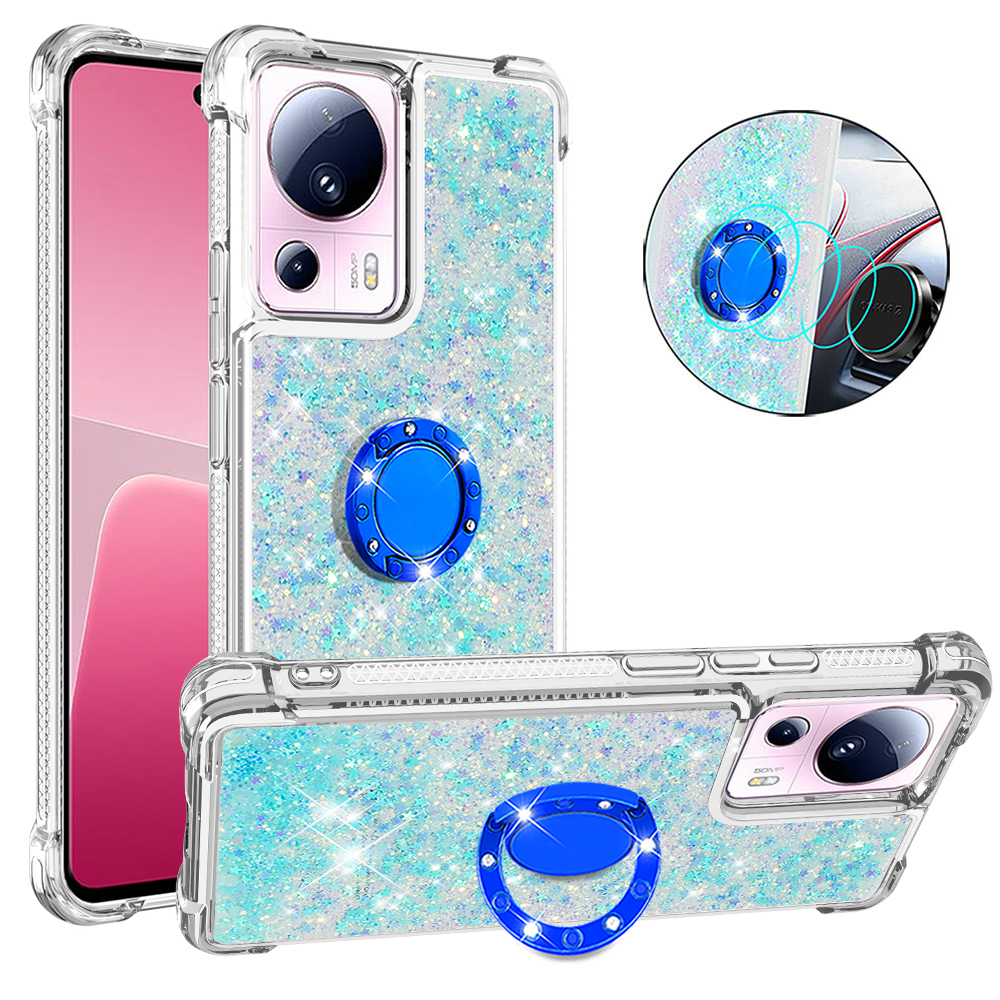

YB Quicksand Series-7-telefonkoffer Für Xiaomi 13 Lite / Civi 2 5g, Ring -kickstand -tpu -schwimmende Abdeckung - Blau / Pentagramm, Xiaomi 13 Lite