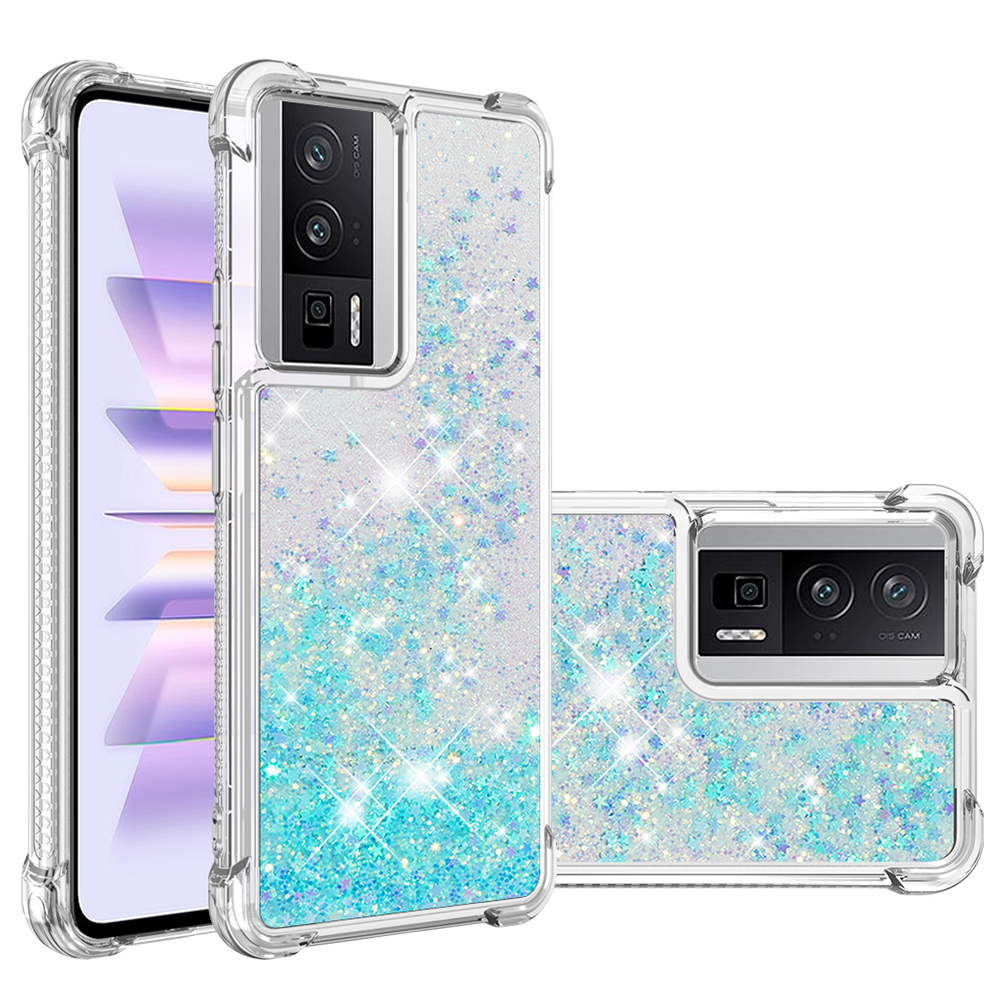 

YB Quicksand Series-1 Glitter Fließende Hülle Für Xiaomi Poco F5 Pro 5g / Redmi K60 5G / K60 Pro 5g, Weiche TPU -schutzhelfer -abdeckung - Blau / Pentagramm, Xiaomi Poco F5 Pro 5G