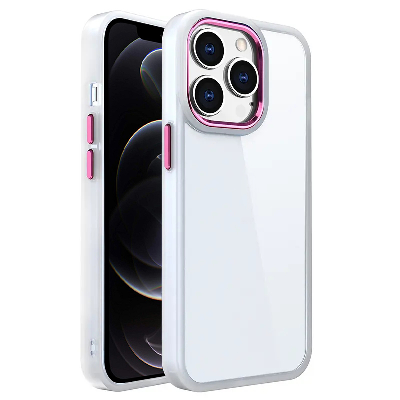 

BulkSourcing Für Iphone 12 Pro Metal -objektivrahmen Klare Rückdecke Matte Weiße Kante TPU+PC -telefonhülle - Kirschrot, iPhone 12 Pro