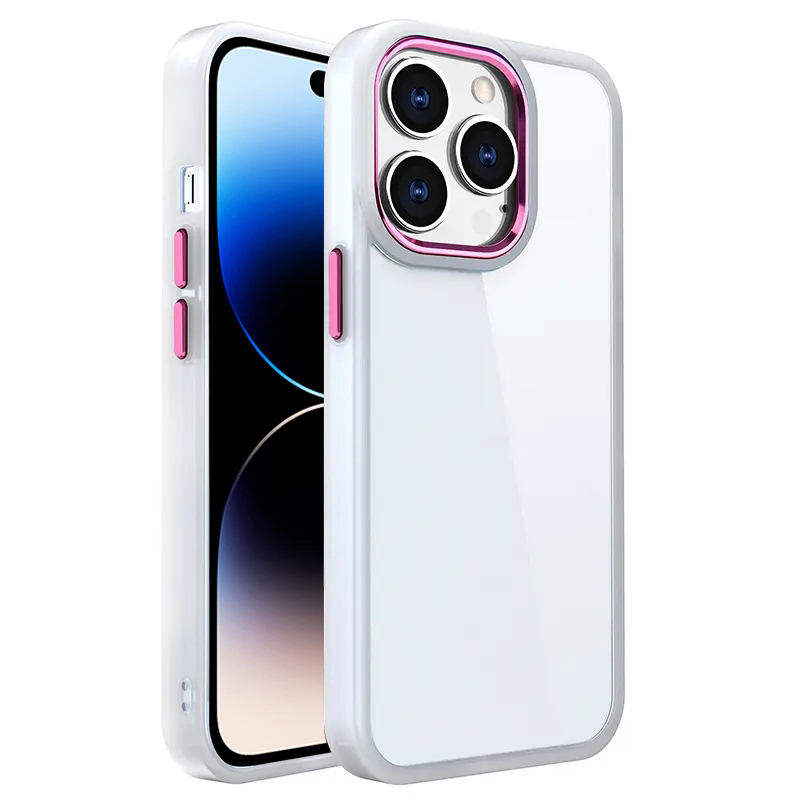 

BulkSourcing Für Iphone 14 Pro Max Metal-objektivrahmen TPU+PC Phone Hülle Matt White Edge Clear Anti-drop-abdeckung - Kirschrot, iPhone 14 Pro Max