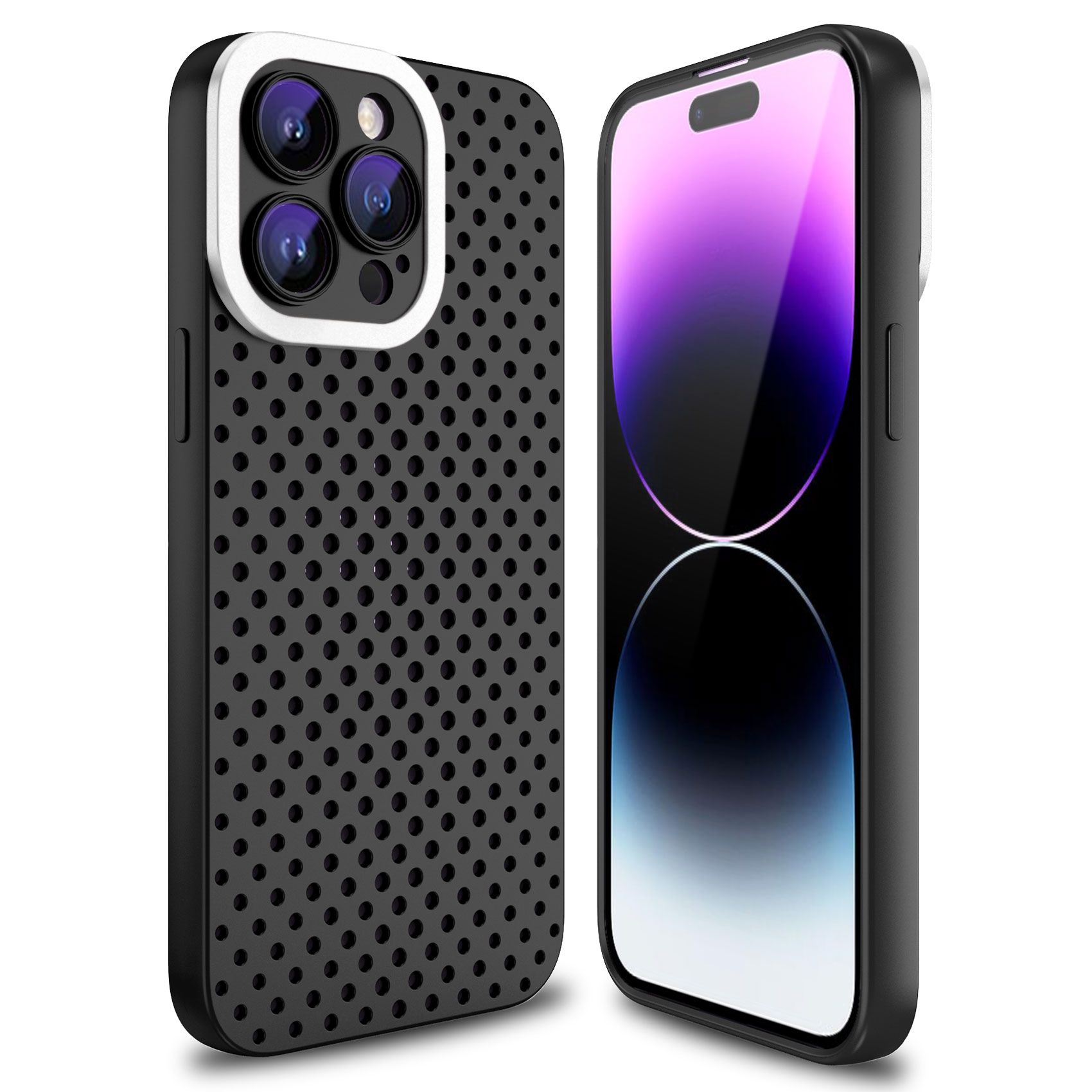 

Für Iphone 14 Pro Max Wärme Dissipation Hauttouch TPU Hülle Hollow Hole Telefonabdeckung - Schwarz, iPhone 14 Pro Max