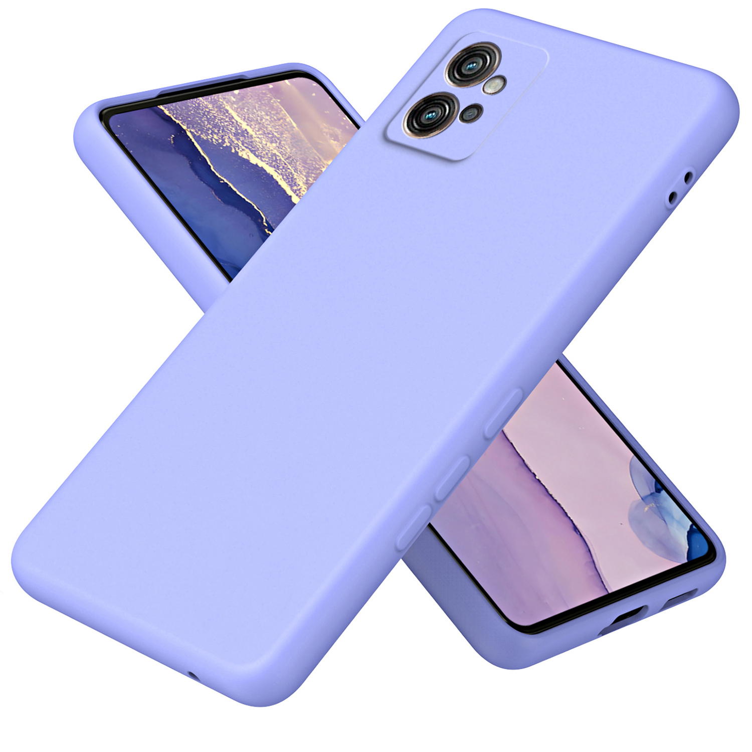 

Für Motorola Moto G32 4G Anti-kollision 2,2 mm Schutzabdeckung Faserfaser + Tpu-telefonhülle - Lila, Motorola Moto G32 4G