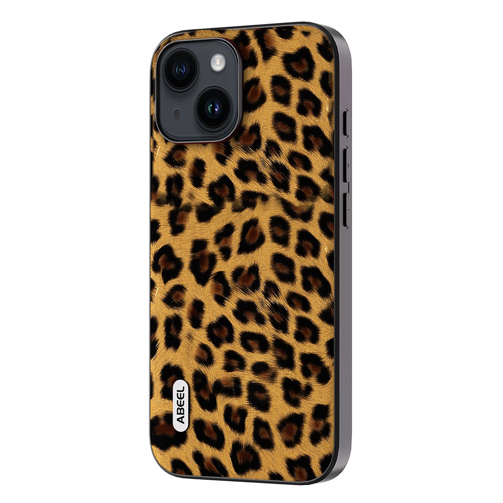 

Abeel Für Iphone 15 Leopard Texture Phone Hülle Pu-leder-pc+tpu-anti-drop-abdeckung - Gold, iPhone 15