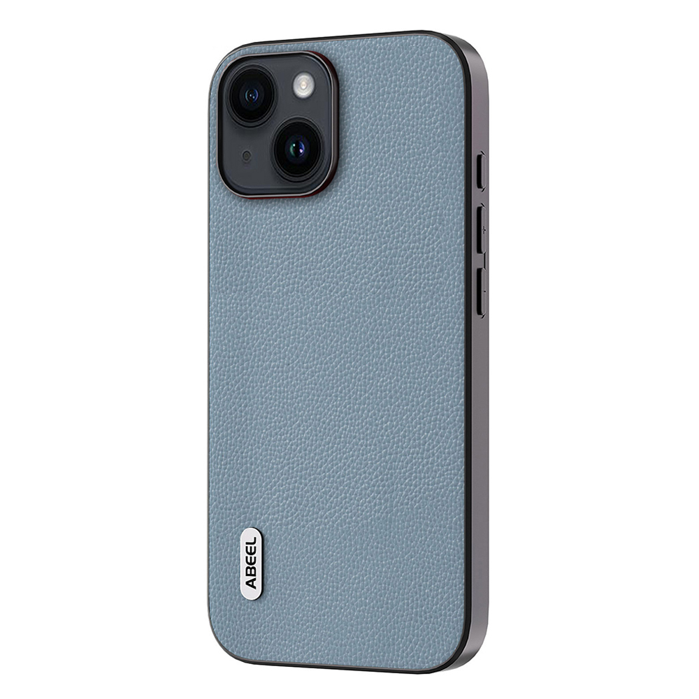 

Abeel Für Iphone 15 Telefonhülle Flexible Tpu+strukturierte Echte Kuh Leder -handy -deckung Telefonhülle - Baby Blau, iPhone 15
