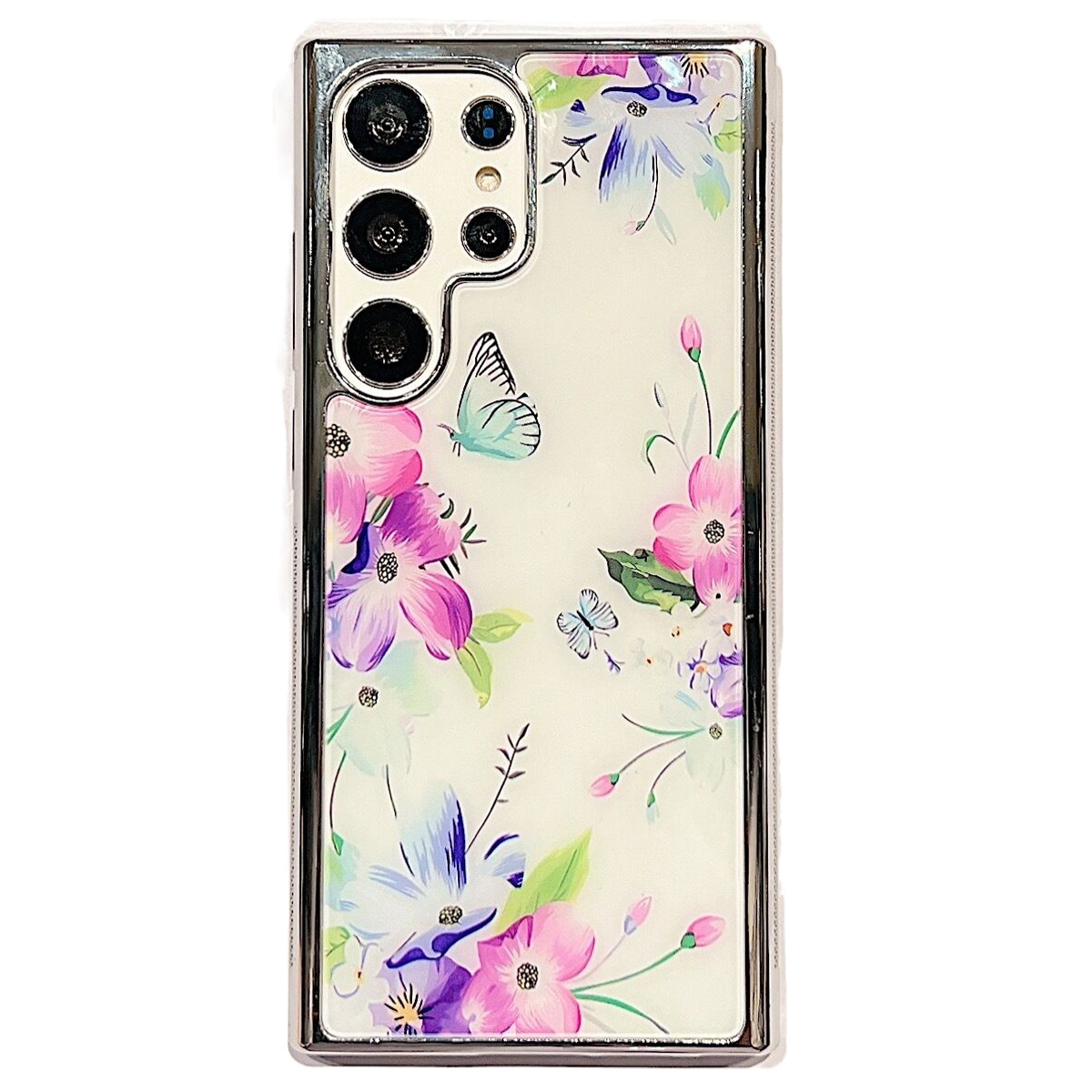 

PC+TPU -telefonkoffer Für Samsung Galaxy S22 Ultra 5G Blumenmuster Elektrierende Kantenabdeckung - Stil B, Galaxy S22 Ultra 5G