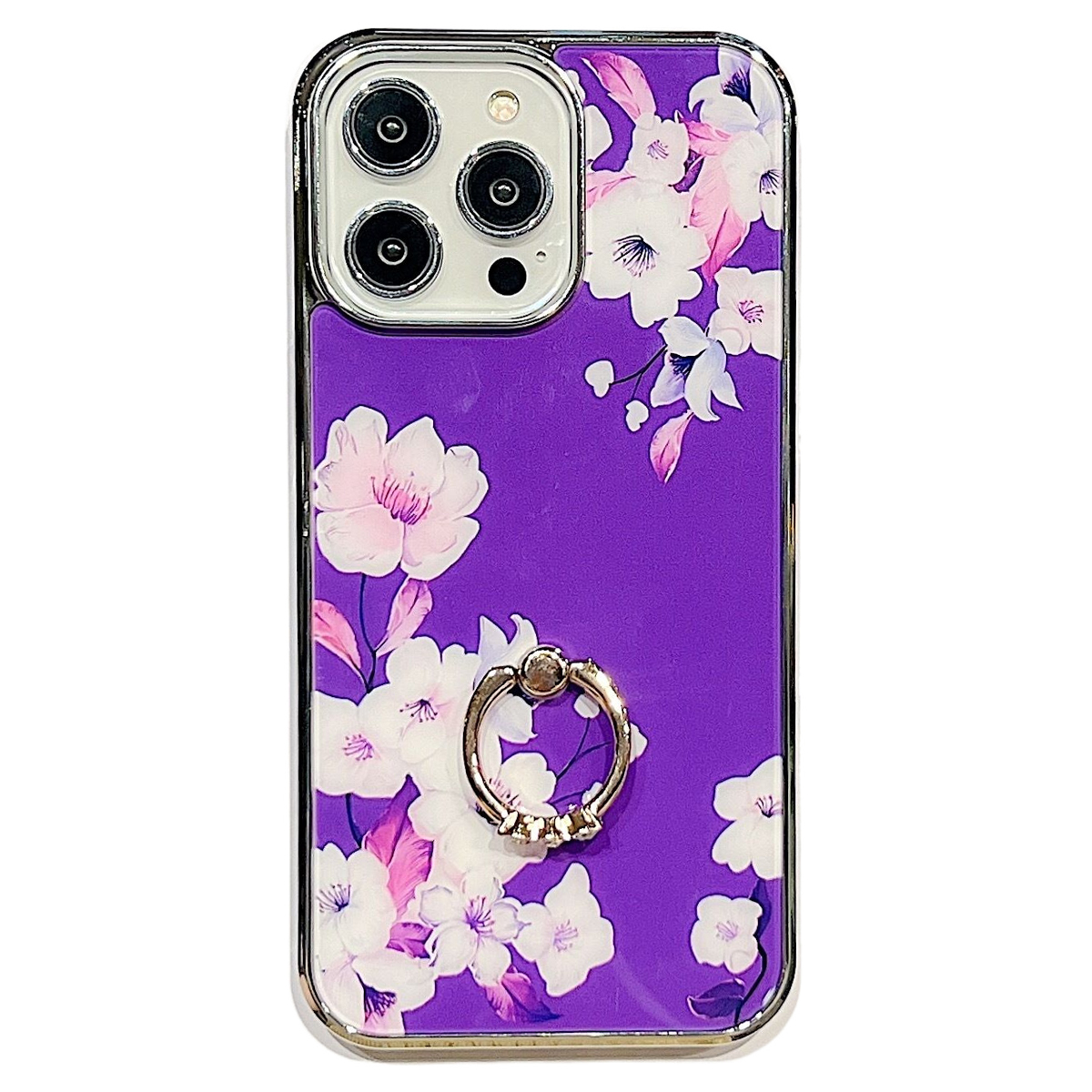

Für Das Iphone 14 Pro Max Ring Kickstand Phone Hülle IMD Blumenmuster Elektroplatten PC+TPU -abdeckung - Stil F, iPhone 14 Pro Max