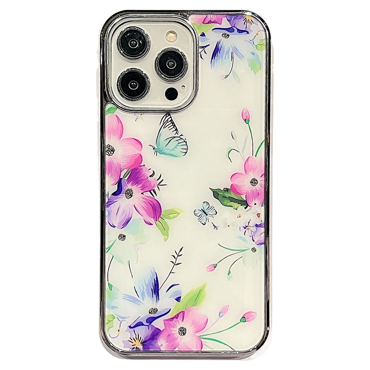 

Für Iphone 14 Pro Max-elektroplattenkante Imd-abdeckungsblumenmuster Anti-drop-pc+tpu-telefonhülle - Stil B, iPhone 14 Pro Max