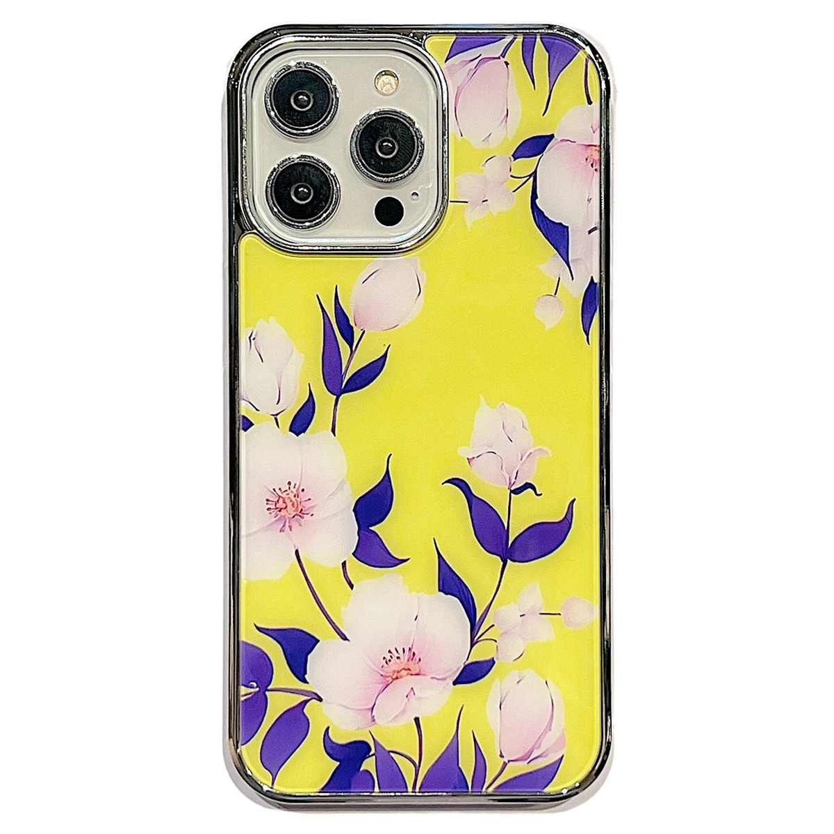 

Für Iphone 14 Pro Max-elektroplattenkante Imd-abdeckungsblumenmuster Anti-drop-pc+tpu-telefonhülle - Stil D, iPhone 14 Pro Max