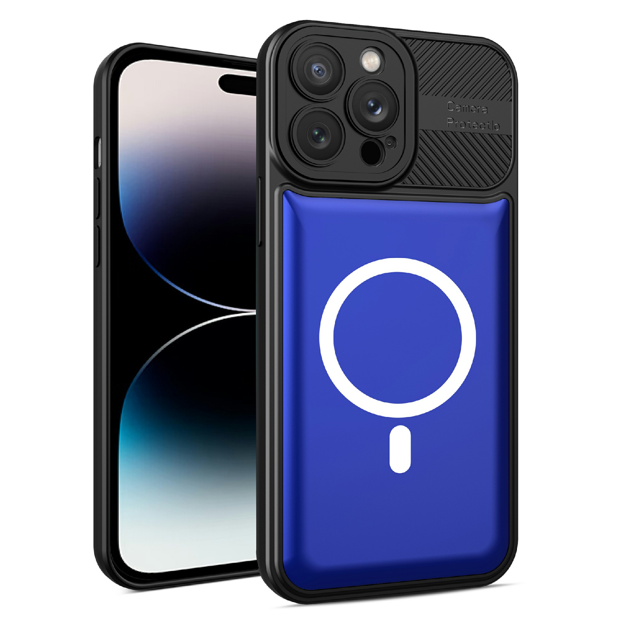 

BulkSourcing -telefonabdeckung Für Iphone 14 Pro Max TPU+PC Schockfeste Hülle Unterstützung Magnetischer Autohalter - Dunkelblau Schwarz, iPhone 14 Pro Max