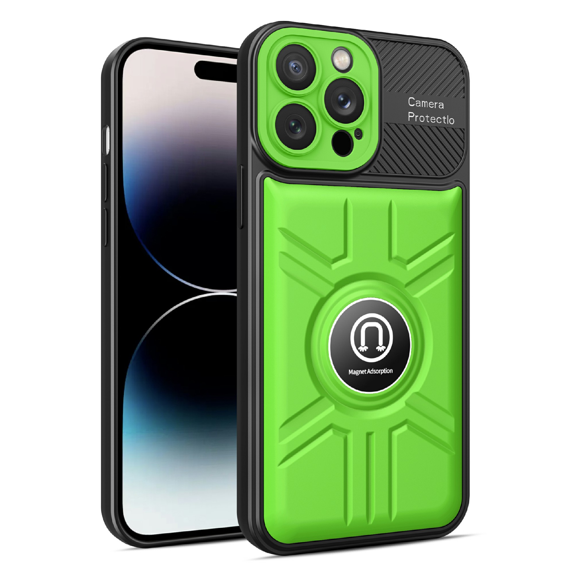 

BulkSourcing Für Iphone 14 Pro Max TPU+PC Anti-drop-hülle Telefon Zurück-deckungsunterstützung Magnetischer Autohalter - Grün, iPhone 14 Pro Max