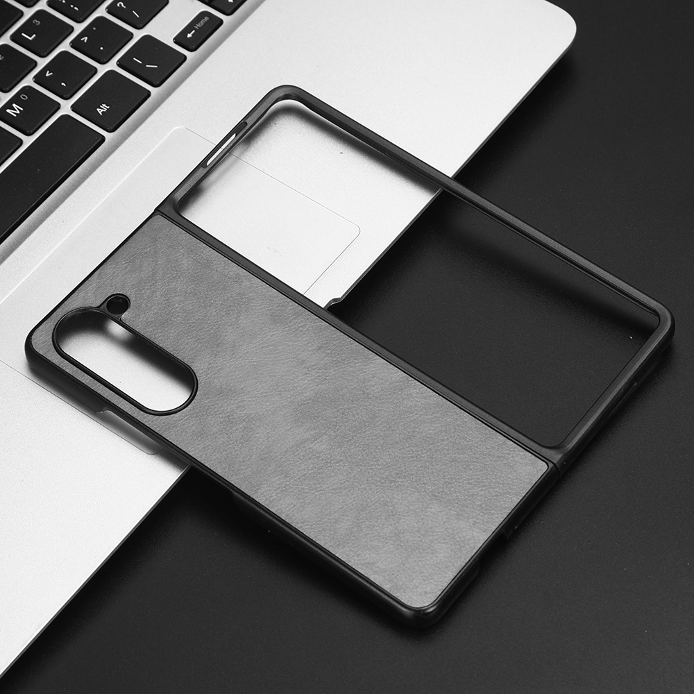 

Für Samsung Galaxy Z Fold5 5G PU Leder + PC Telefonhülle Anti-Drop Litchi Texturabdeckung - Grau, Galaxy Z Fold5 5G