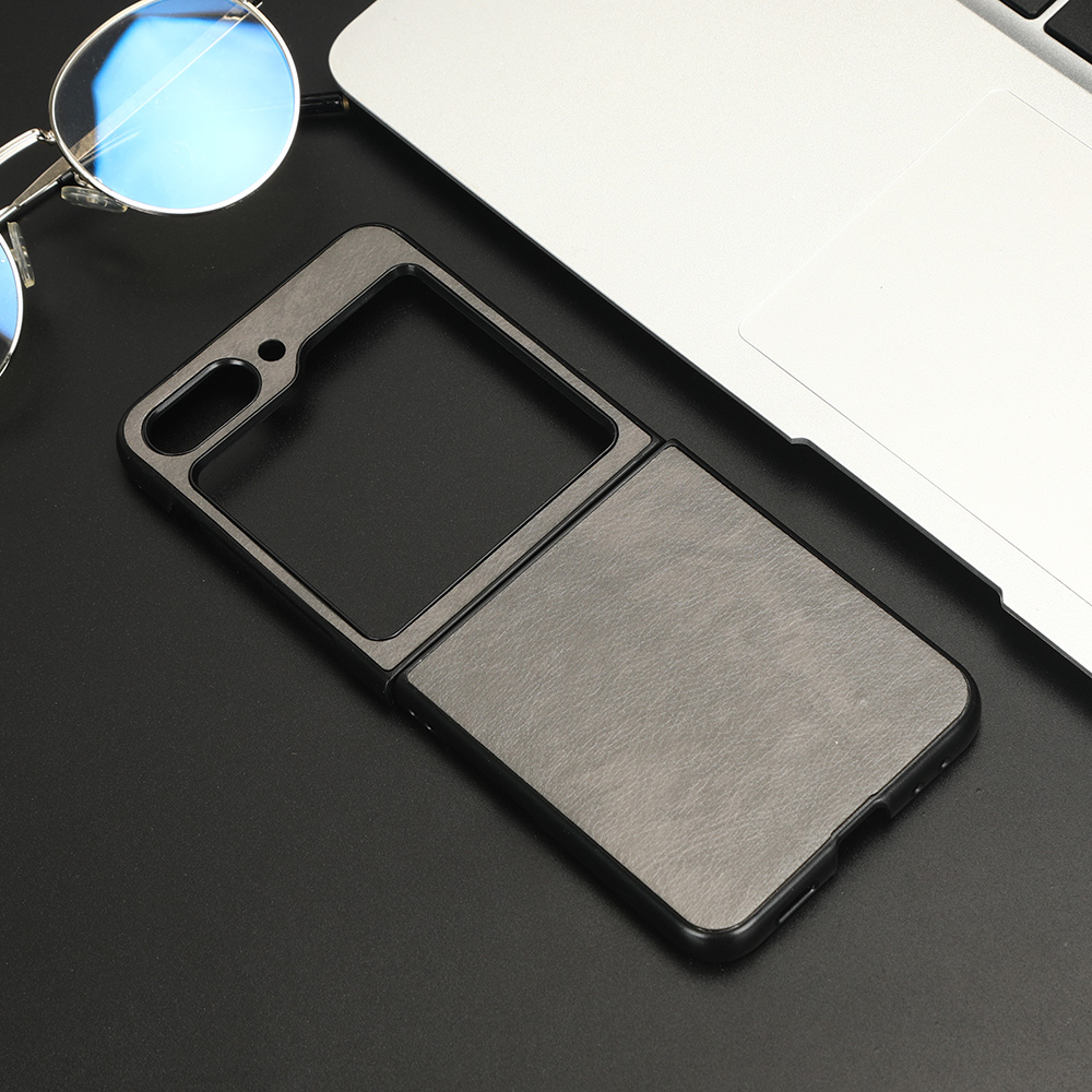 

Für Samsung Galaxy Z Flip5 5G Slim Phone Case Litchi Textur PU Leder Beschichtetes PC -schutzabdeckung - Grau, Galaxy Z Flip5 5G