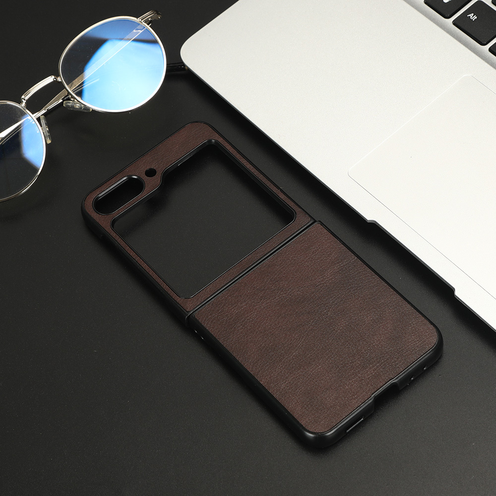 

Für Samsung Galaxy Z Flip5 5G Slim Phone Case Litchi Textur PU Leder Beschichtetes PC -schutzabdeckung - Braun, Galaxy Z Flip5 5G