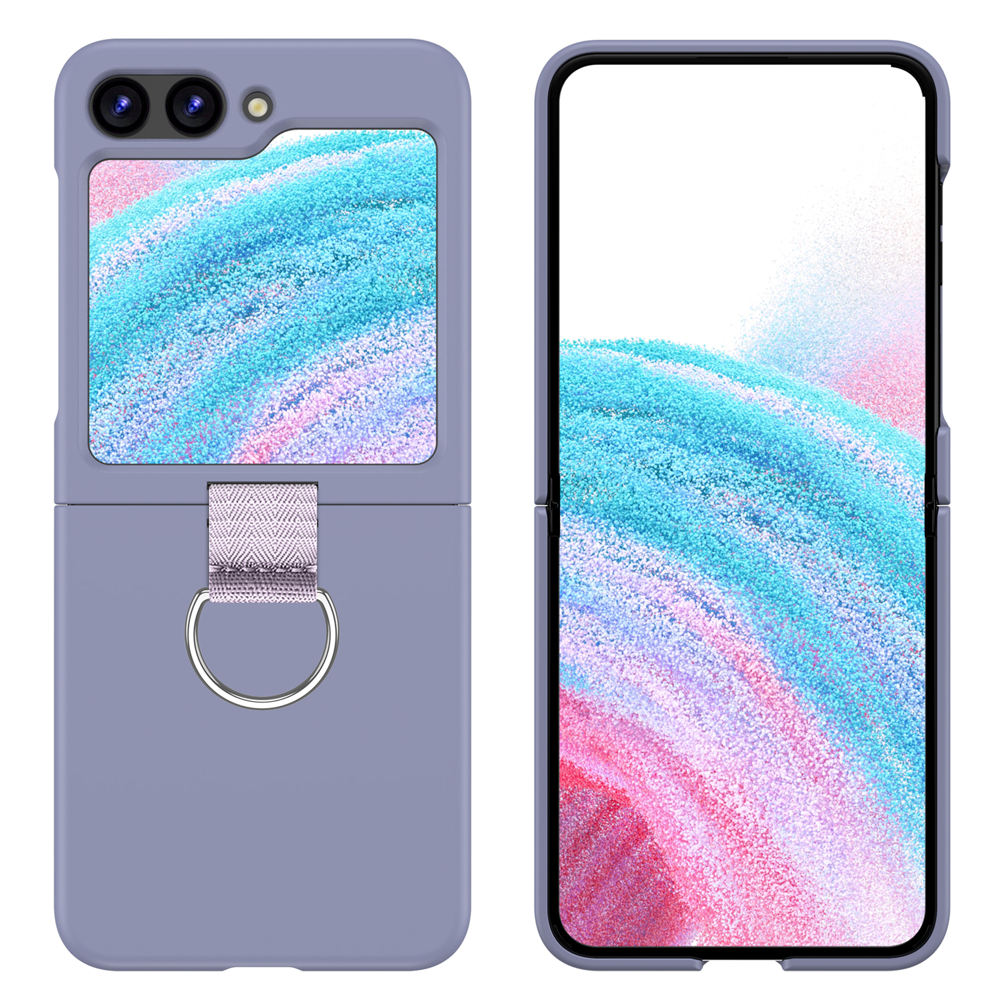 

Für Samsung Galaxy Z Flip5 5G Hard PC Phone Case Anti-kratzer-abdeckung Mit D-form-ringhalter - Lila, Galaxy Z Flip5 5G