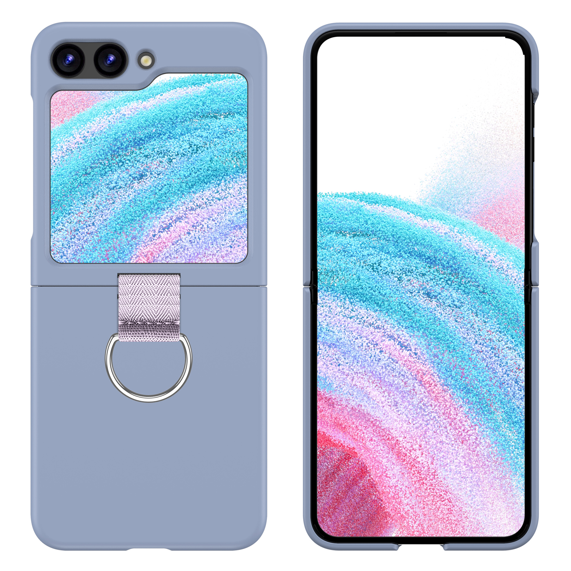 

Für Samsung Galaxy Z Flip5 5G Hard PC Phone Case Anti-kratzer-abdeckung Mit D-form-ringhalter - Lavendelblau, Galaxy Z Flip5 5G