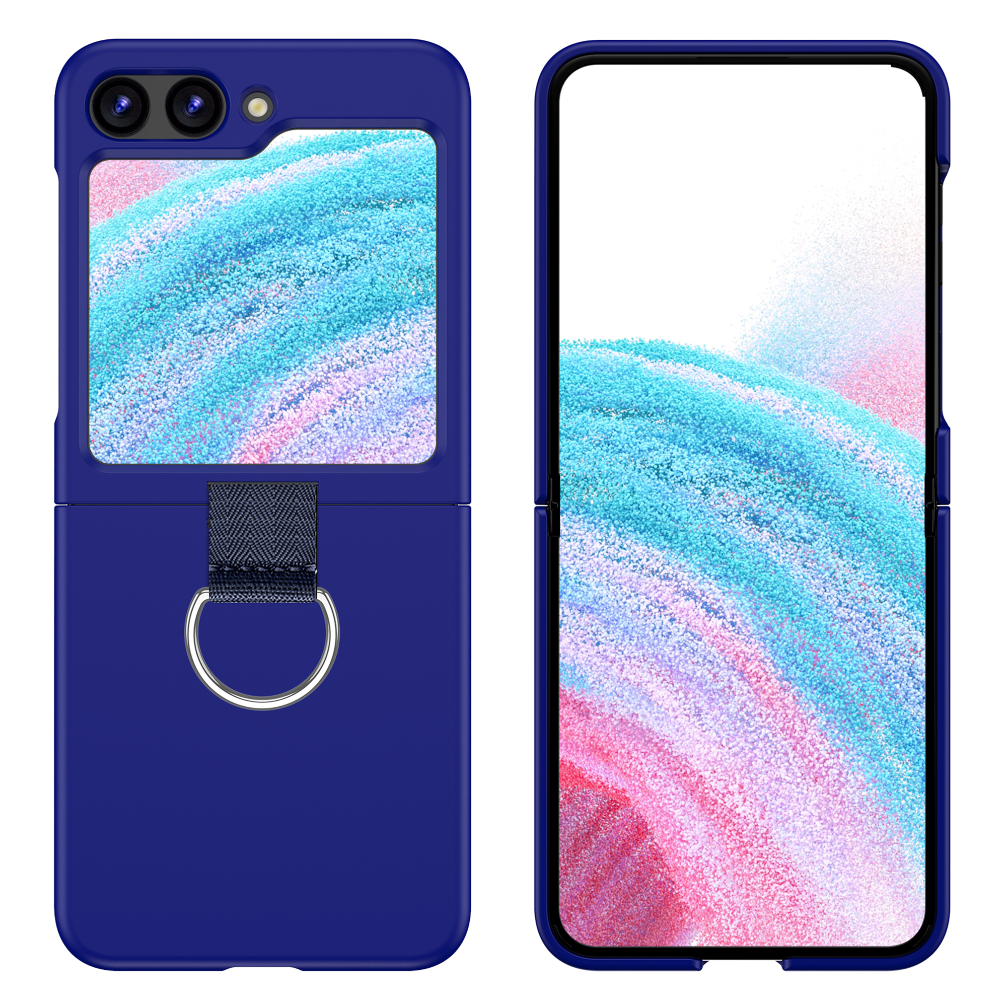 

Für Samsung Galaxy Z Flip5 5G Hard PC Phone Case Anti-kratzer-abdeckung Mit D-form-ringhalter - Klein Blue, Galaxy Z Flip5 5G
