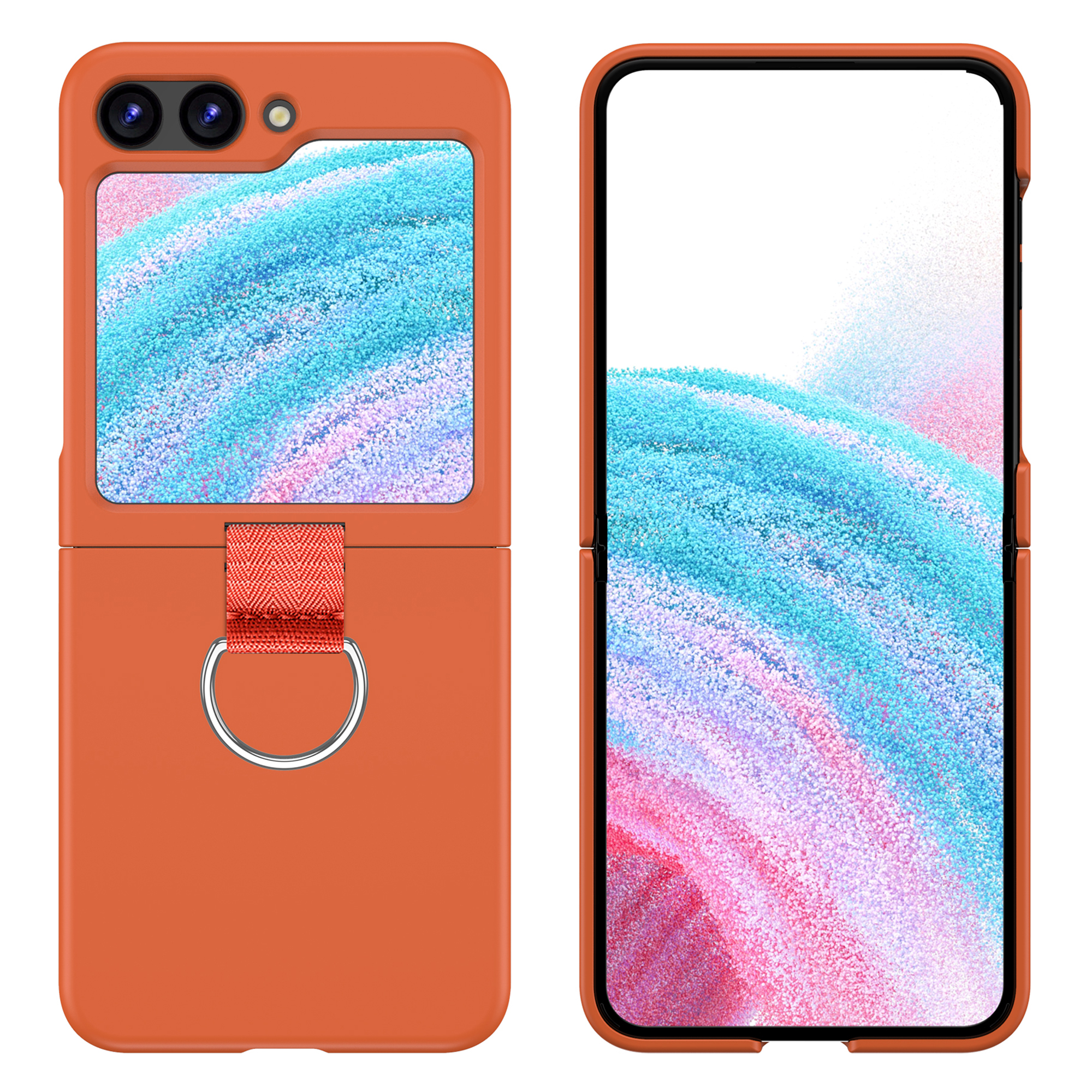 

Für Samsung Galaxy Z Flip5 5G Hard PC Phone Case Anti-kratzer-abdeckung Mit D-form-ringhalter - Dunkelpink, Galaxy Z Flip5 5G