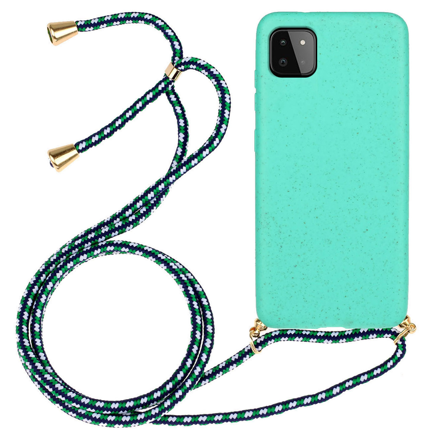 

Für Samsung Galaxy A22 5G (EU -version) Biologisch Abbaubarer Weizenstroh+tpu -hülle Telefonabdeckung Mit Lanyard - Himmelblau, Galaxy A22 5G (EU Version)