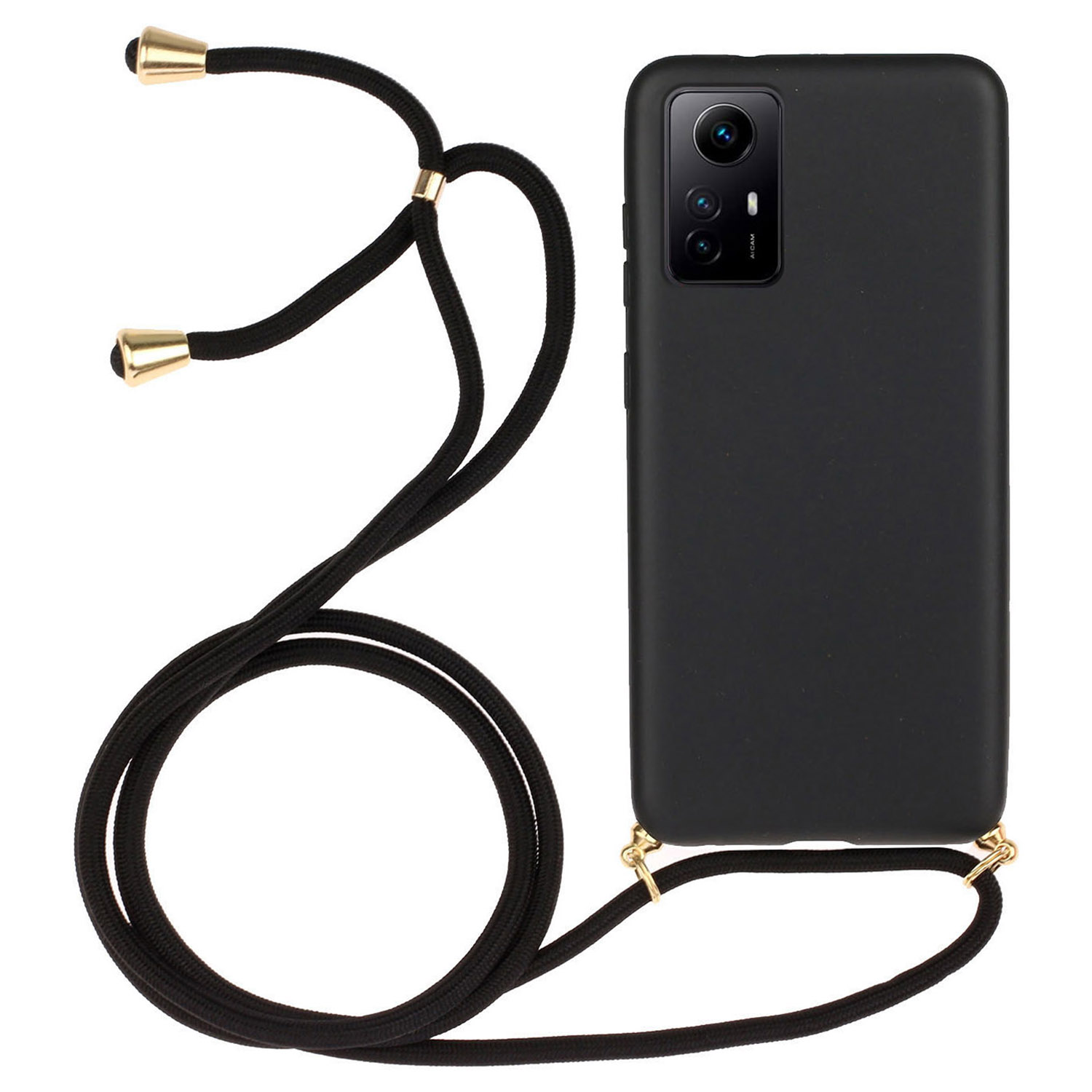 

Umweltfreundliches Telefonkoffer Für Xiaomi Redmi Note 12s 4g, Biologisch Abbaubarer Weizenstroh+tpu-abdeckung Mit Lanyard - Schwarz, Xiaomi Redmi Note 12S 4G