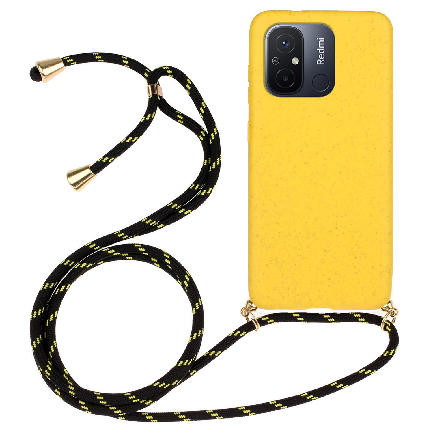 

Für Xiaomi Redmi 12c 4g / Poco C55 4G Weizenstroh+tpu -hülle Biologisch Abbaubare Telefonabdeckung Mit Lanyard - Gelb, Xiaomi Redmi 12C 4G