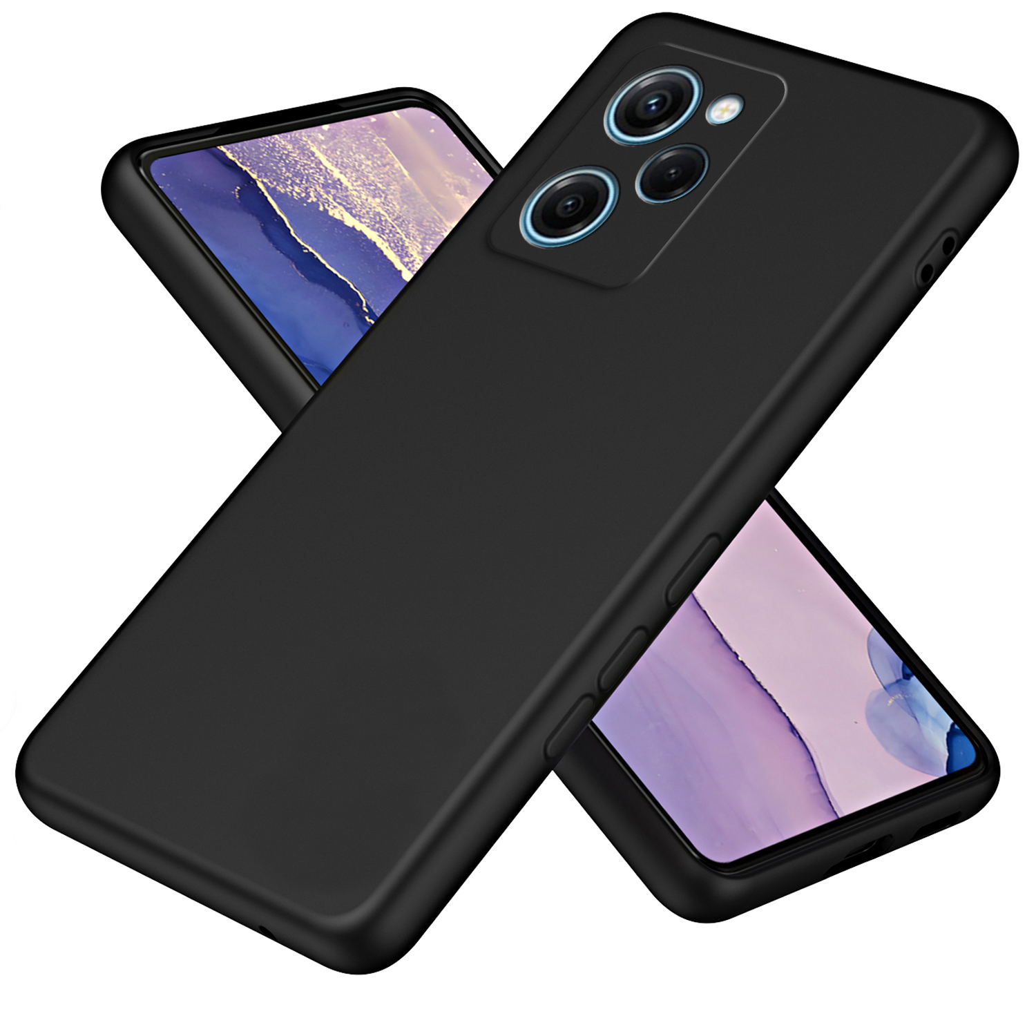 

Für Xiaomi Redmi Note 12 Pro Speed ​​5g / Poco X5 Pro 5G 2,2 mm Gummiert TPU -hülle Faserfaser Telefonabdeckung - Schwarz, Xiaomi Redmi Note 12 Pro Speed 5G