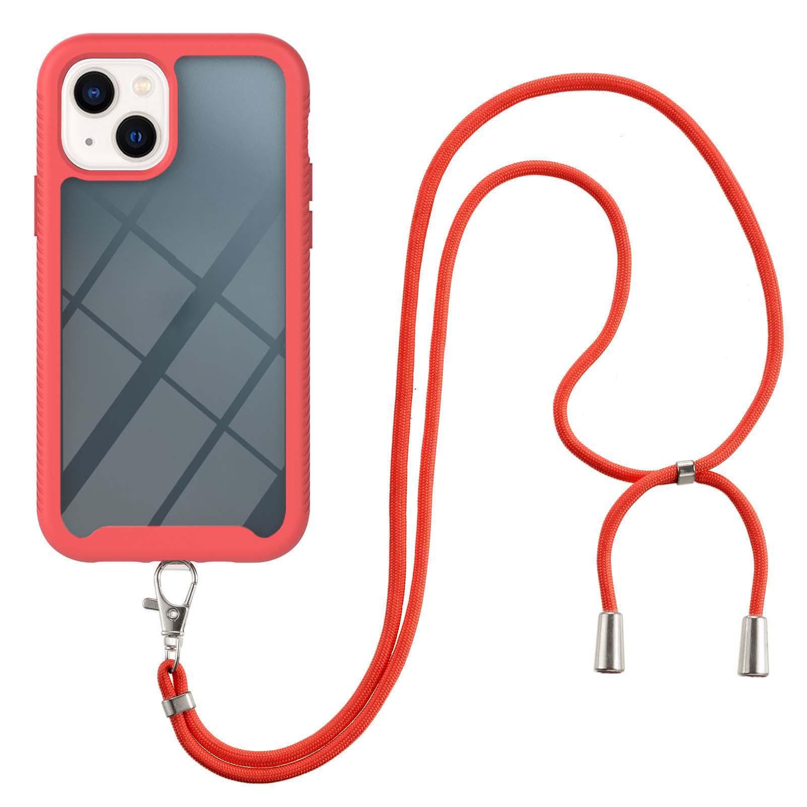 

YB Pc-serie-4 Für Iphone 15 Pc+tpu-schutzabdeckung Anti-drop-telefonhülle Mit Lanyard - Rot, iPhone 15
