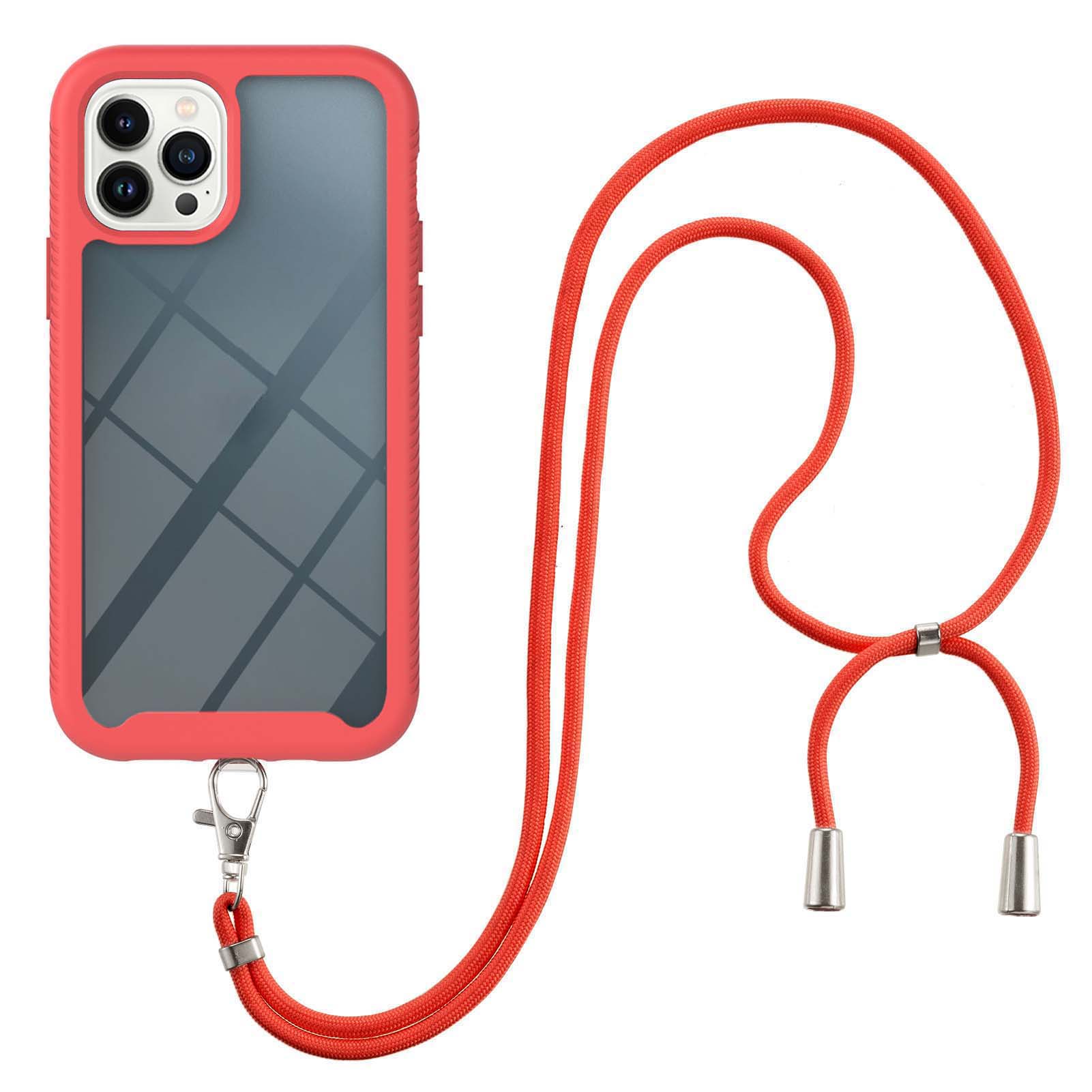 

YB Pc-serie-4 Für Iphone 15 Pro Max Pc+tpu-telefonhülle Anti-drop-rückdecke Mit Lanyard - Rot, iPhone 15 Pro Max