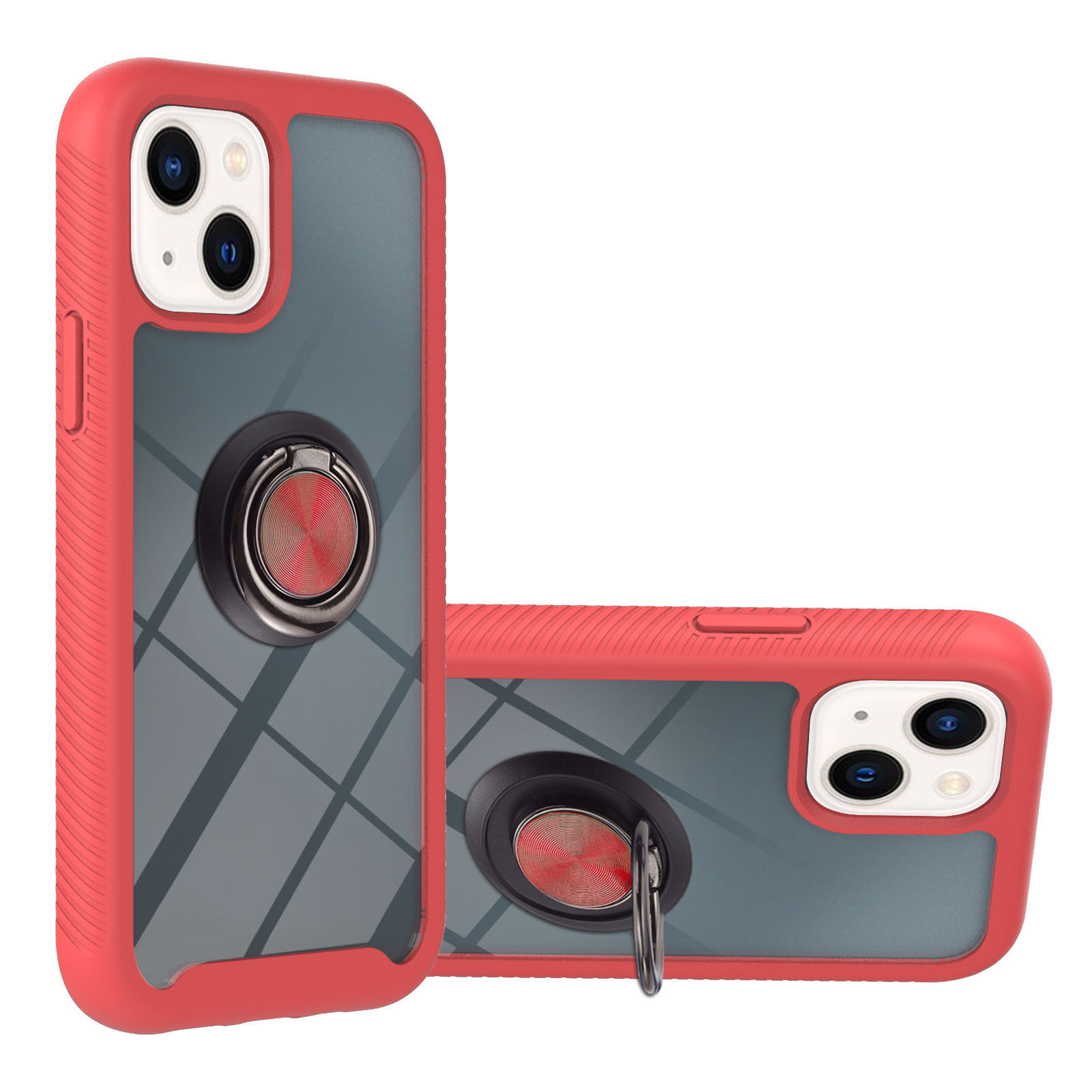

YB Pc-serie-5 Für Iphone 15 Schutzhülle PC+TPU Ring Kickstand Telefonabdeckung - Rot, iPhone 15
