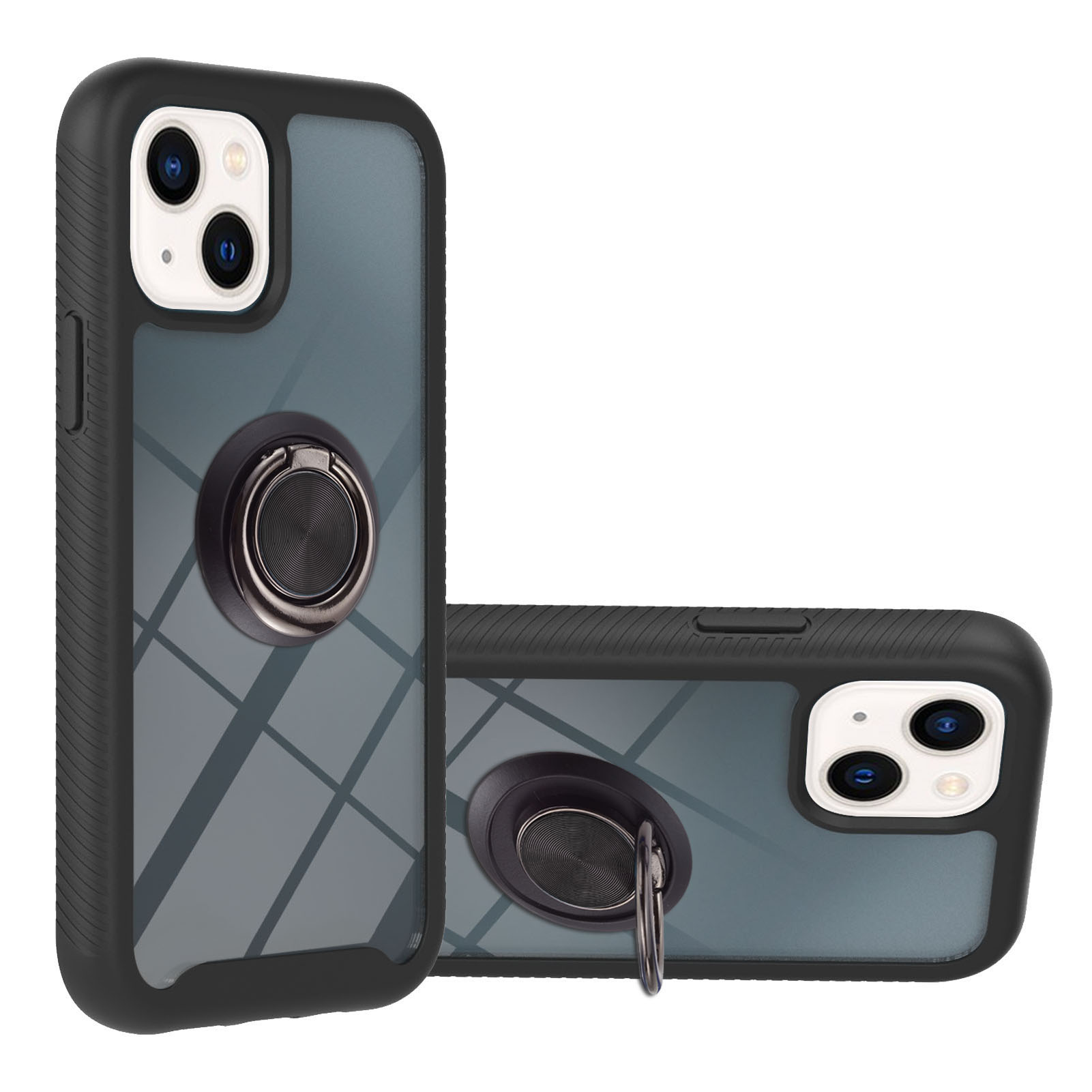 

YB PC Series-5 Für Iphone 15 Plus Ring Kickstand Cover PC+TPU Anti-drop-telefonhülle - Schwarz, iPhone 15 Plus