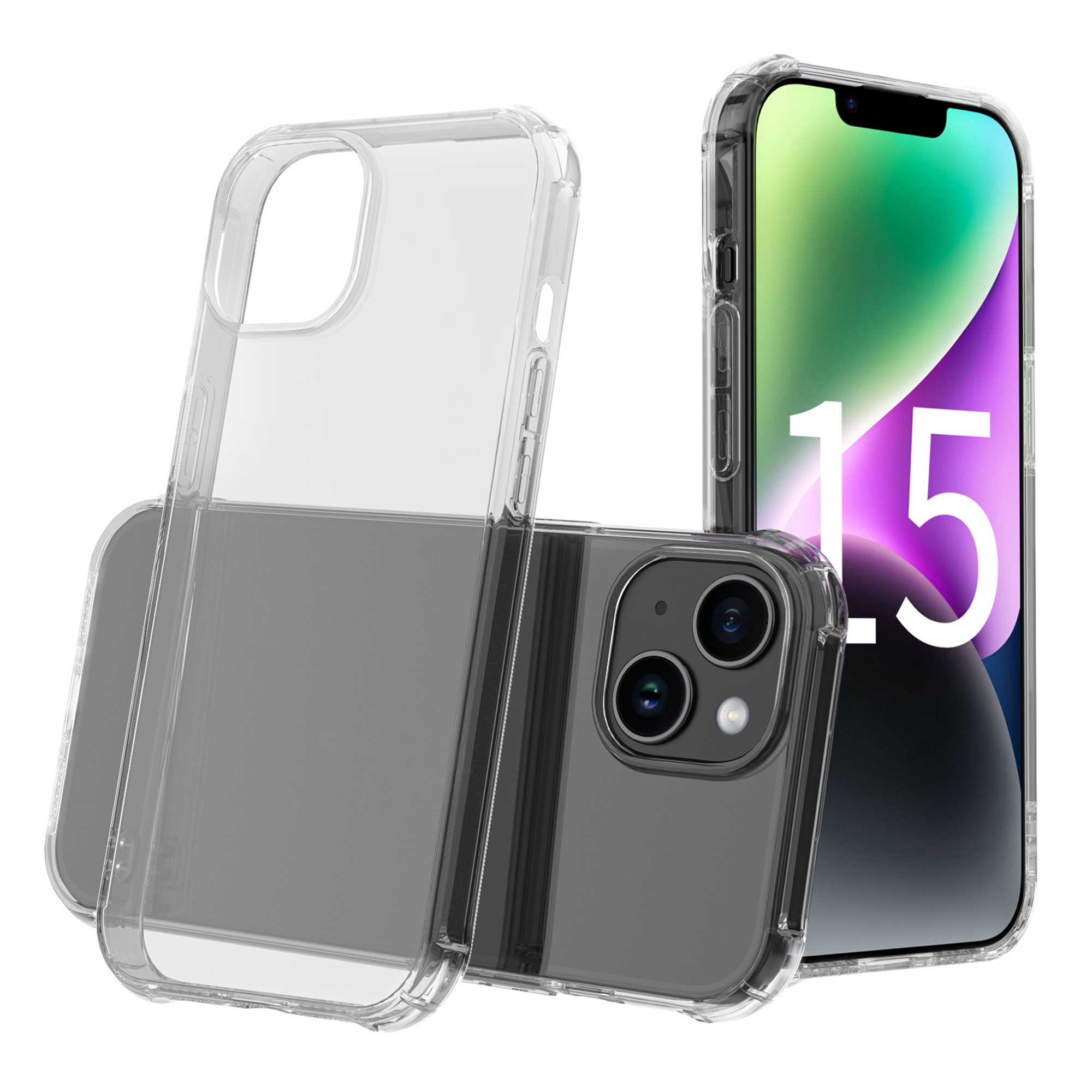 

Leeu Design Anti-drop Tpu-hülle Für Iphone 15 3D Stereo Sound Transparentes Telefonabdeckung - Transparent Schwarz, iPhone 15