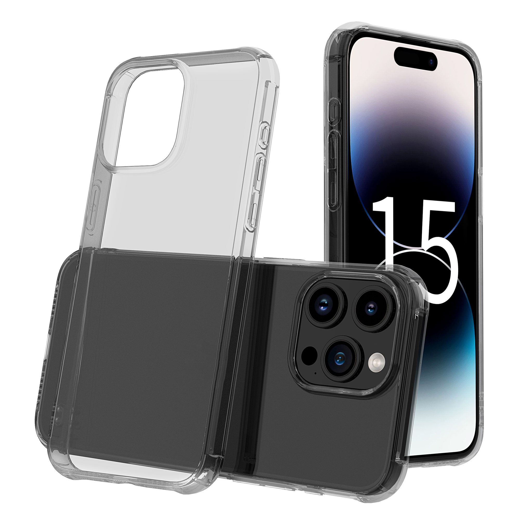 

Leeu Design Für Iphone 15 Pro Max Schockabsorbing TPU Case 3D Stereo Sound Transparentes Telefonabdeckung - Transparent Schwarz, iPhone 15 Pro Max